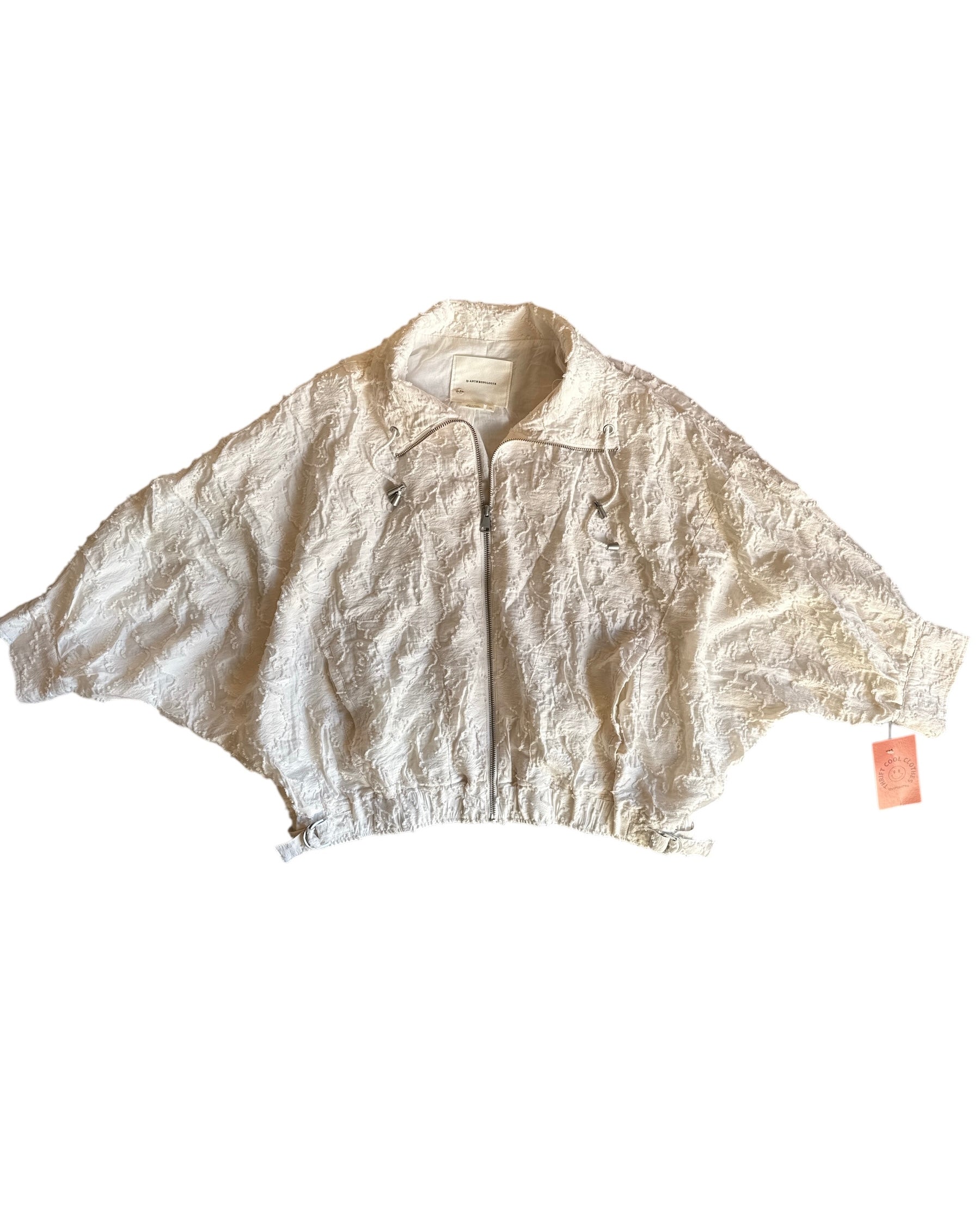 White Anthropologie Textured zip up, Xs
