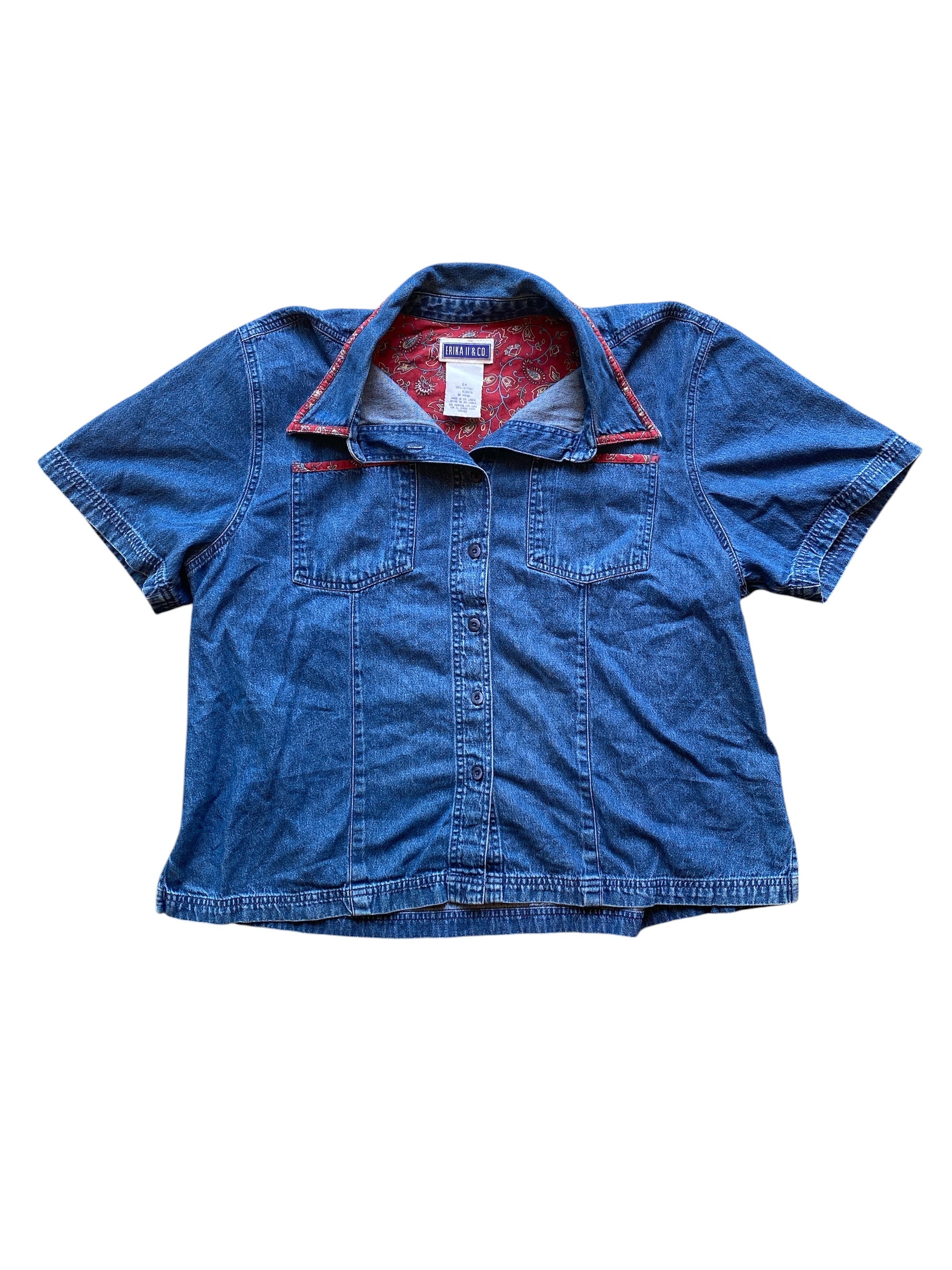 blue erika ii denim ss button down, 2x