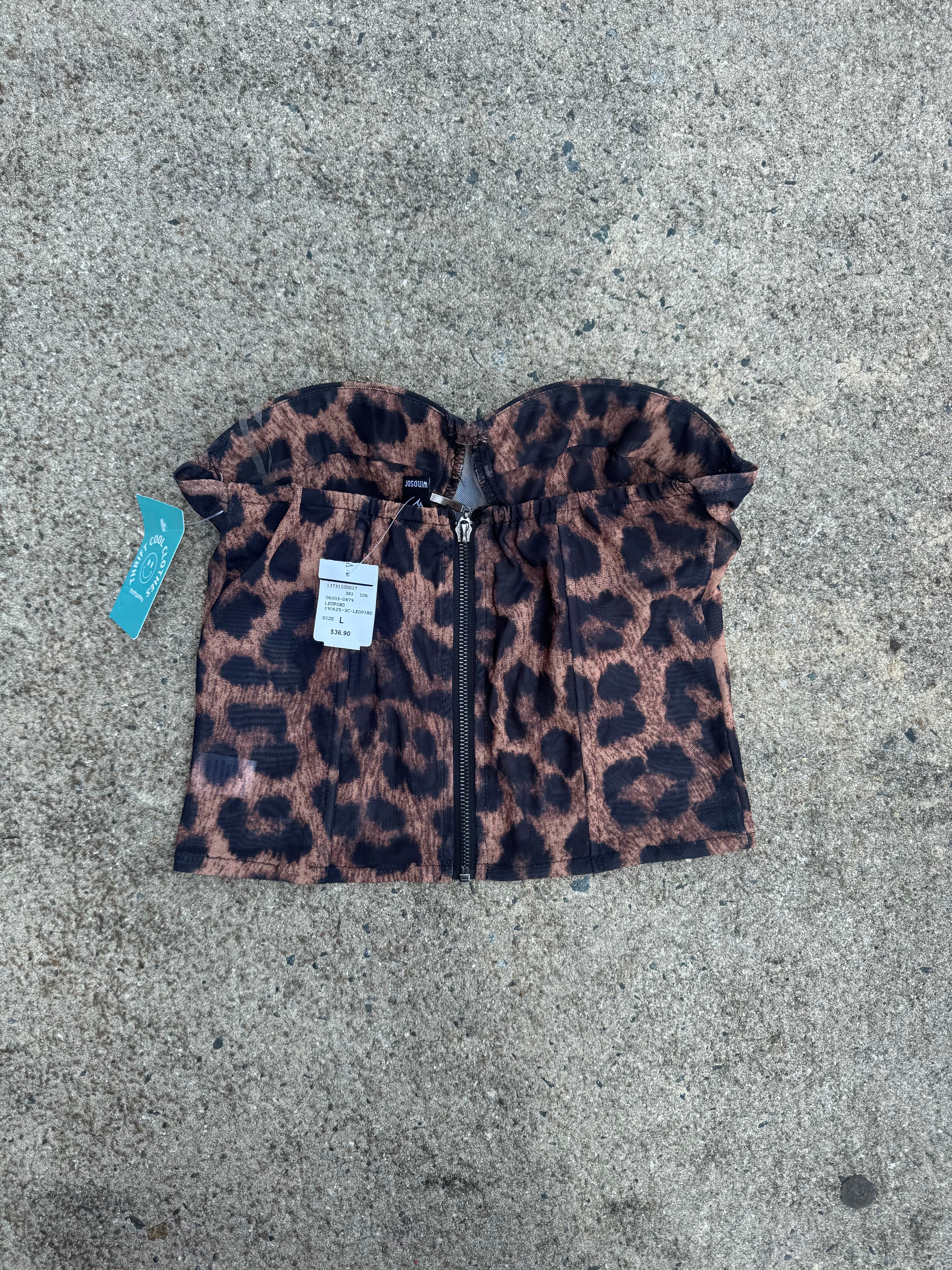 brown black windsor nwt leopard mesh top, L