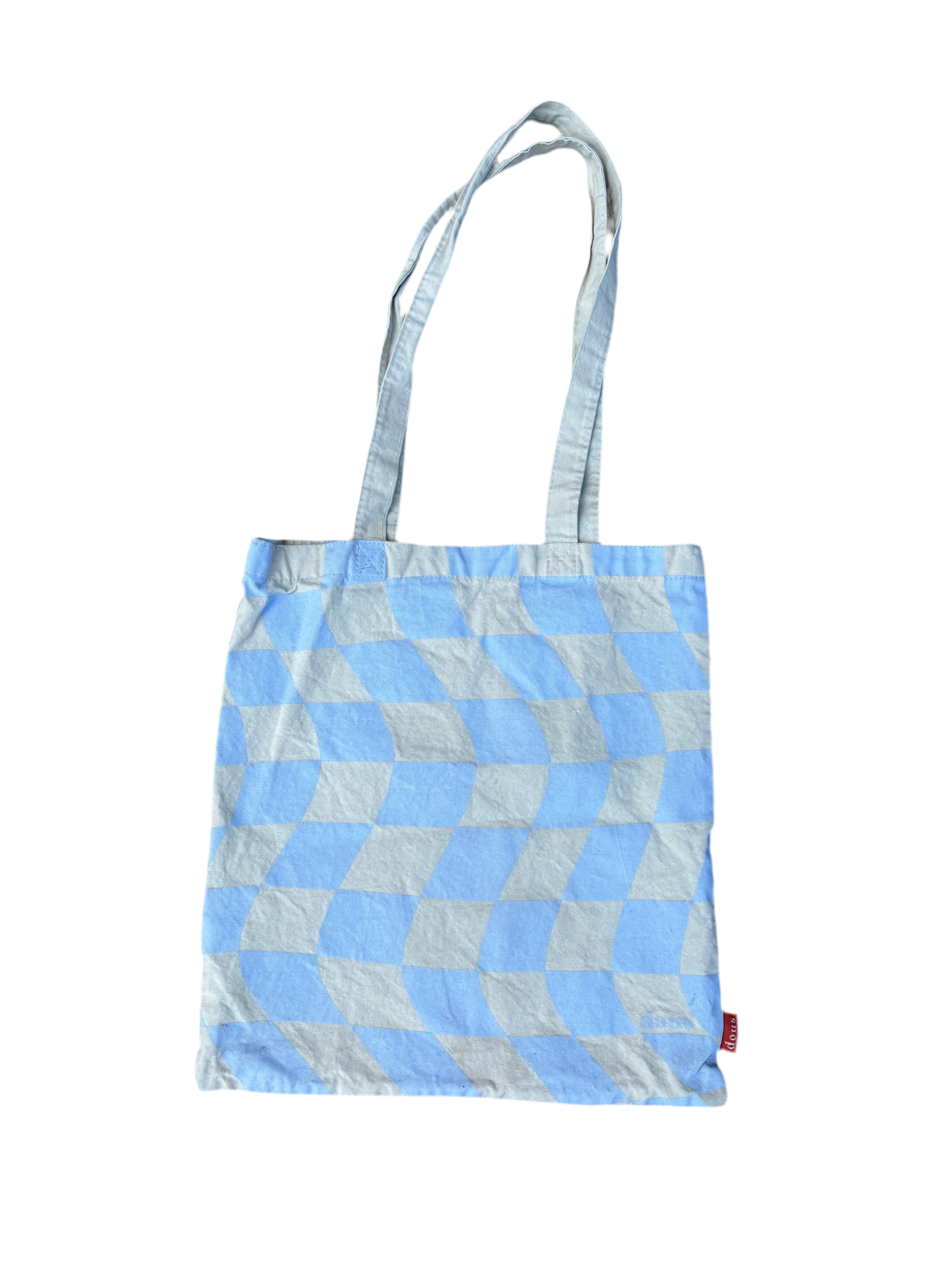 blue white dous canvas tote bag