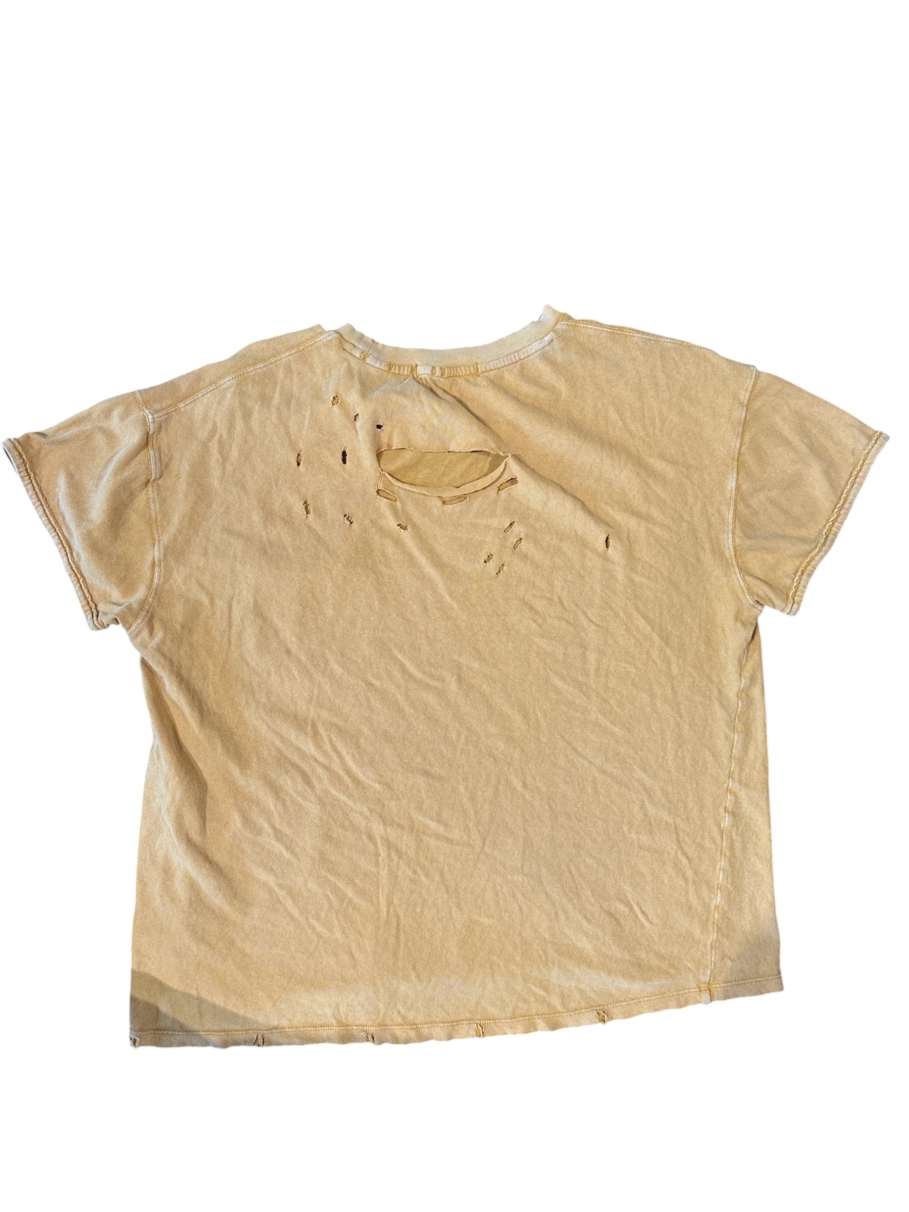 yellow free people holey ss top, m