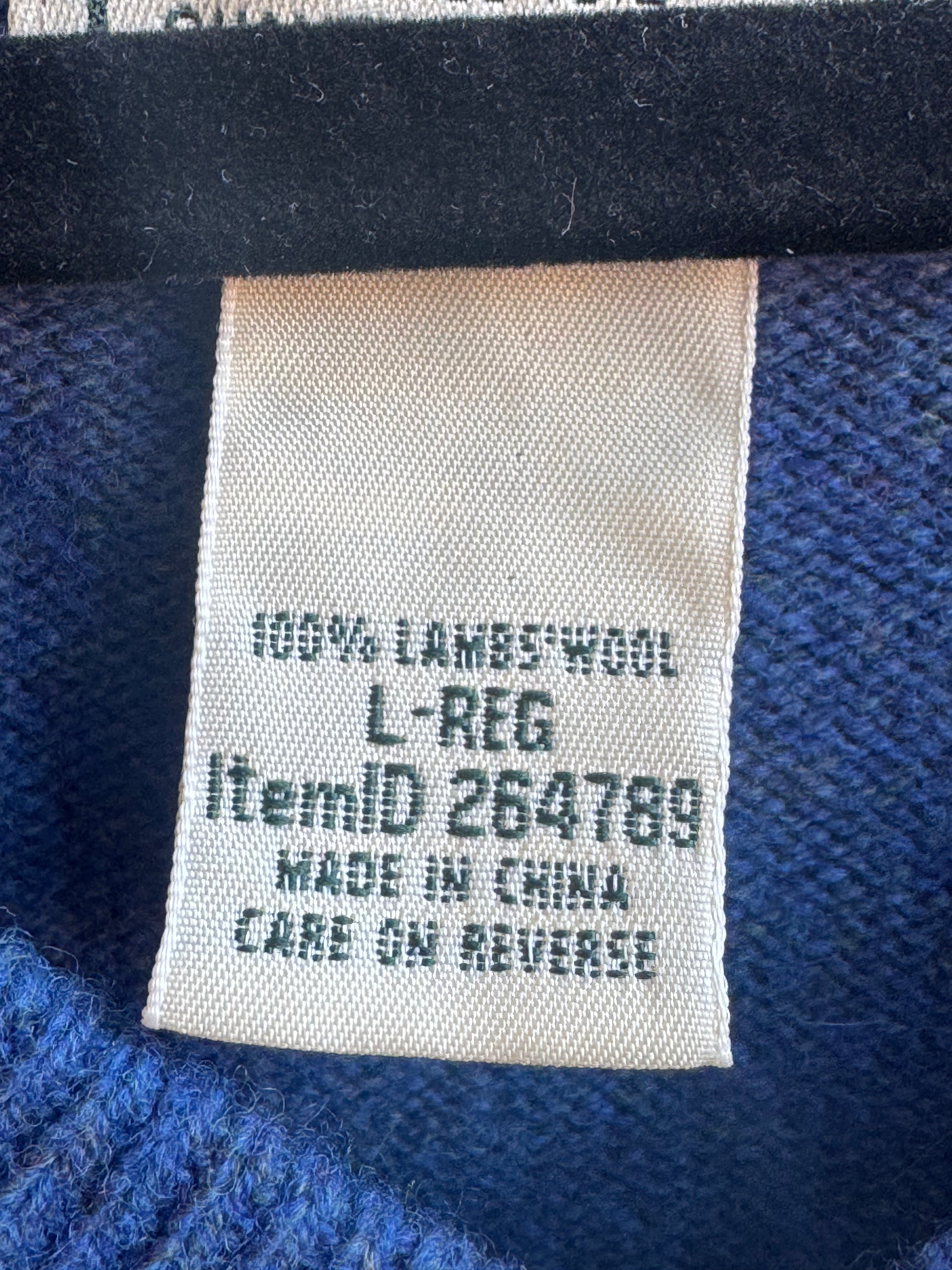 blue L.L. Bean lamb's wool v neck sweater, L