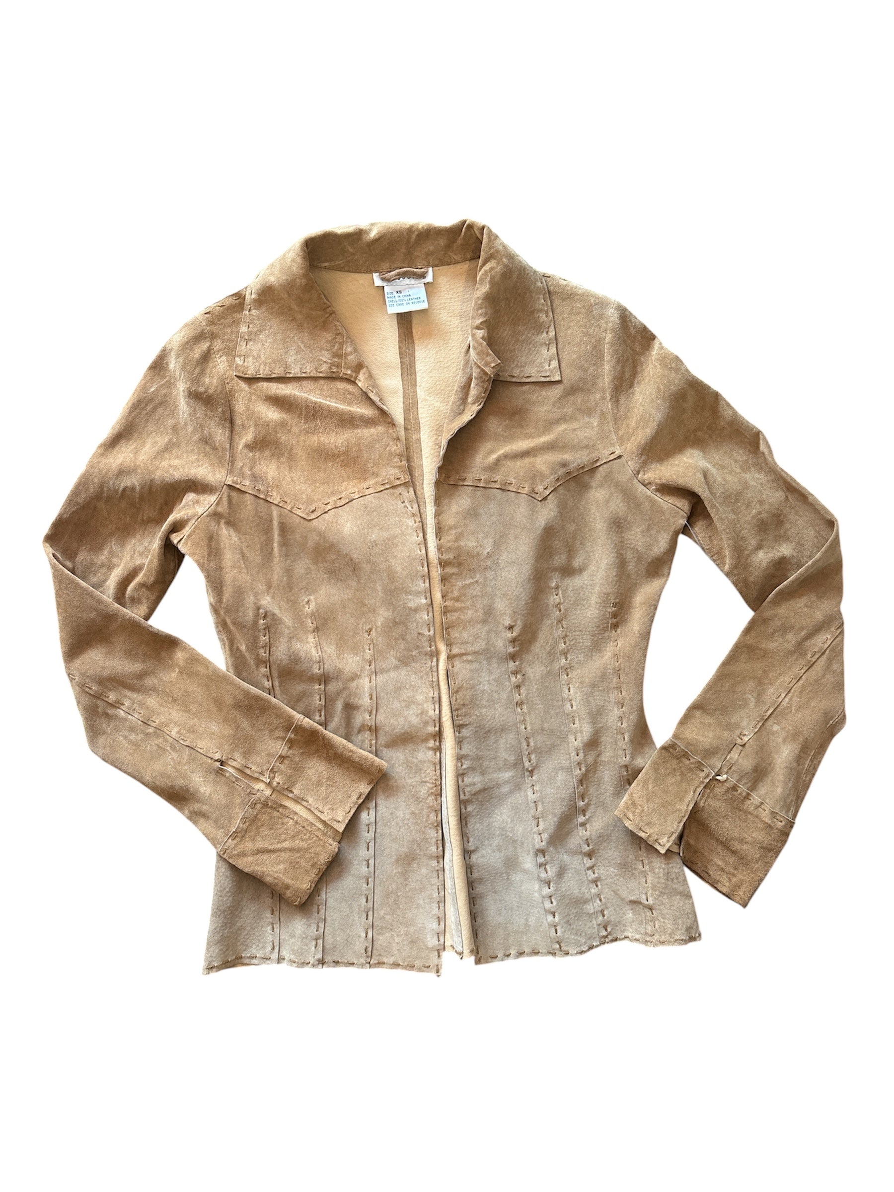 tan wet seal vtg 100% leather jacket, s