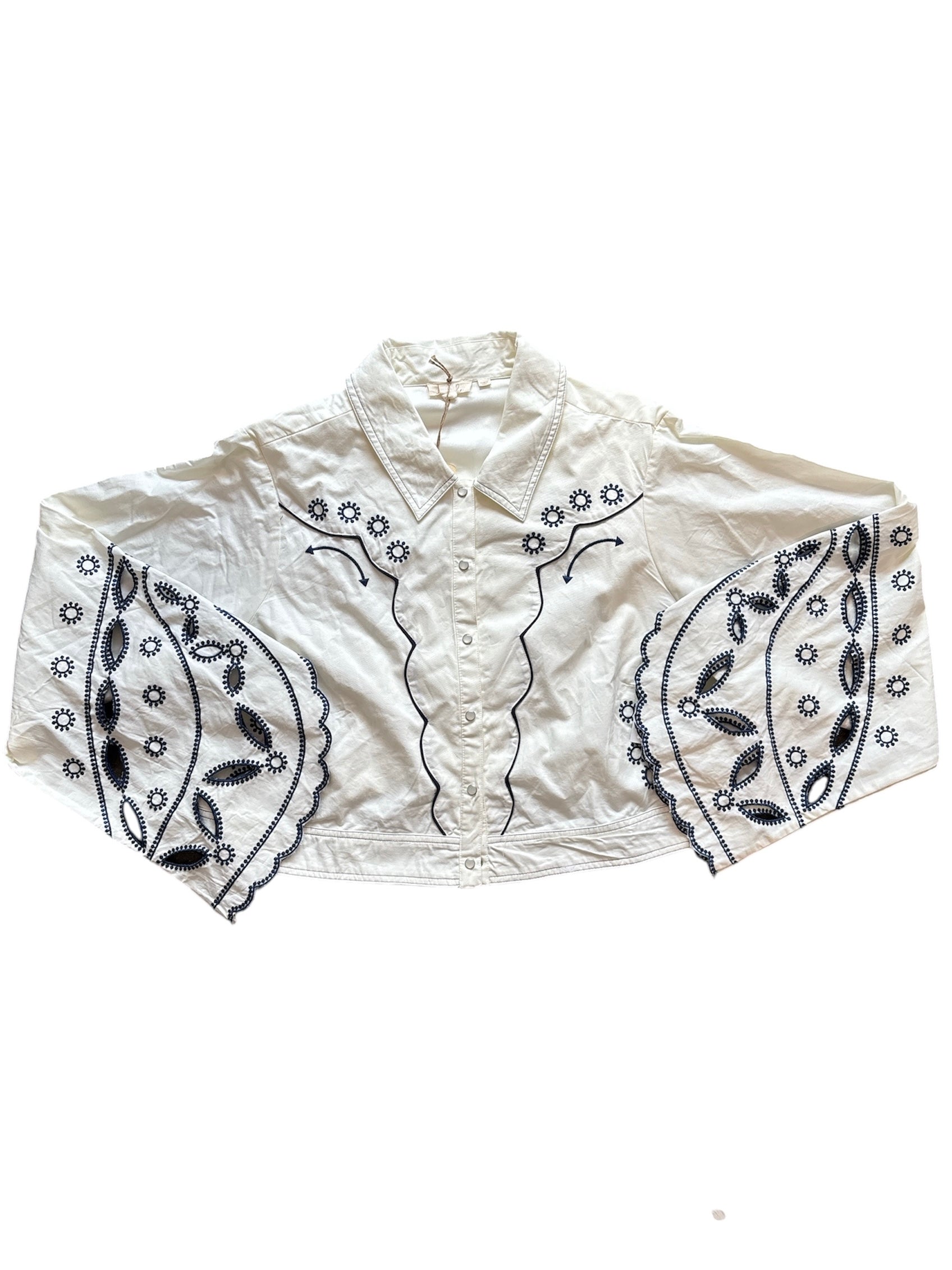 White blue Let me be NWT western button down, 1x