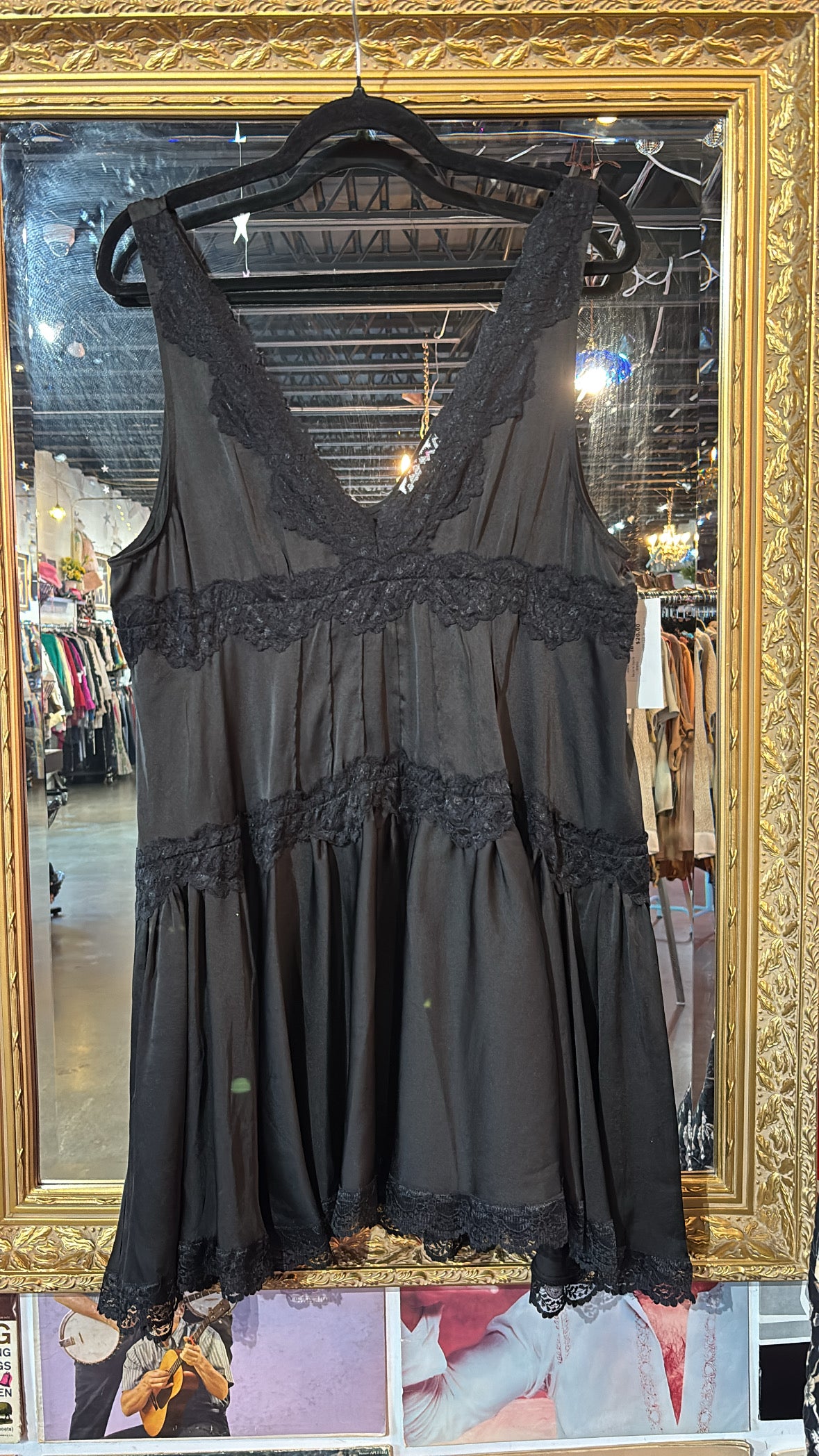 black intimately fp lace v neck dress, L