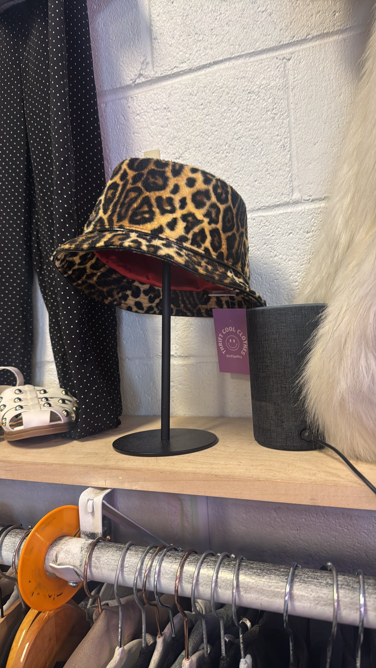 brown black nine west cheetah fedora