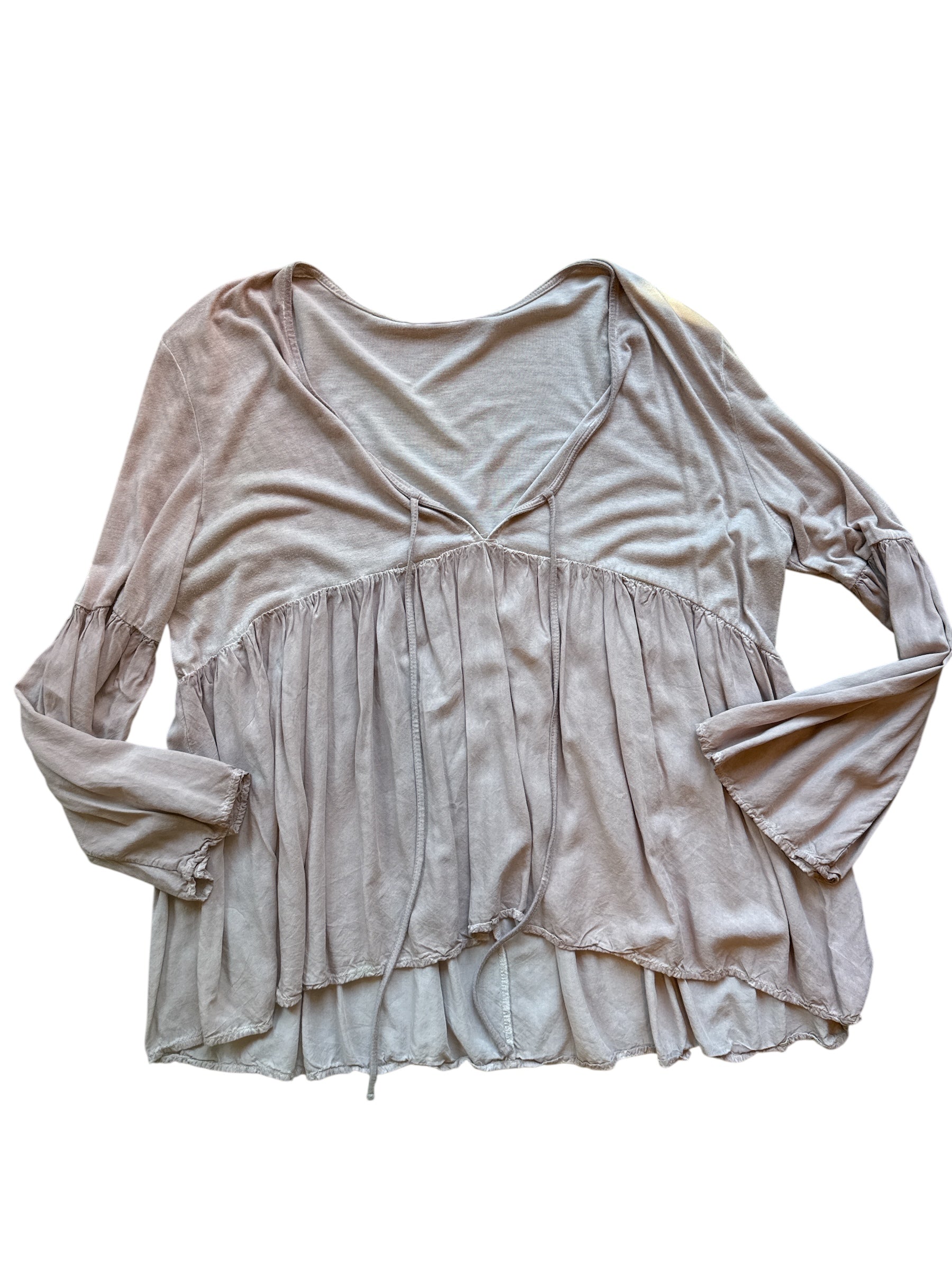tan she + sky babydoll ls blouse, 1xl