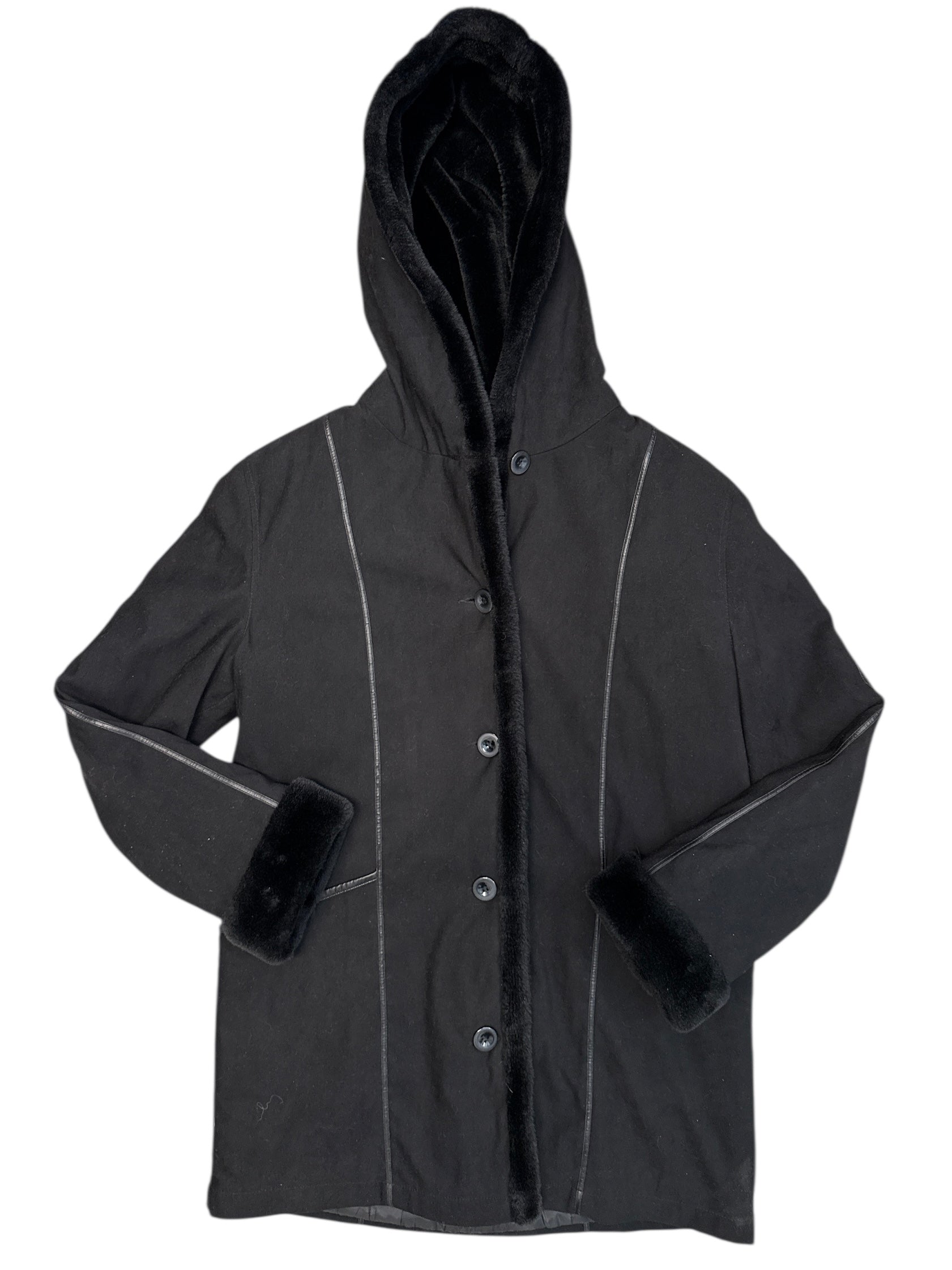 black nuage faux fur coat, m