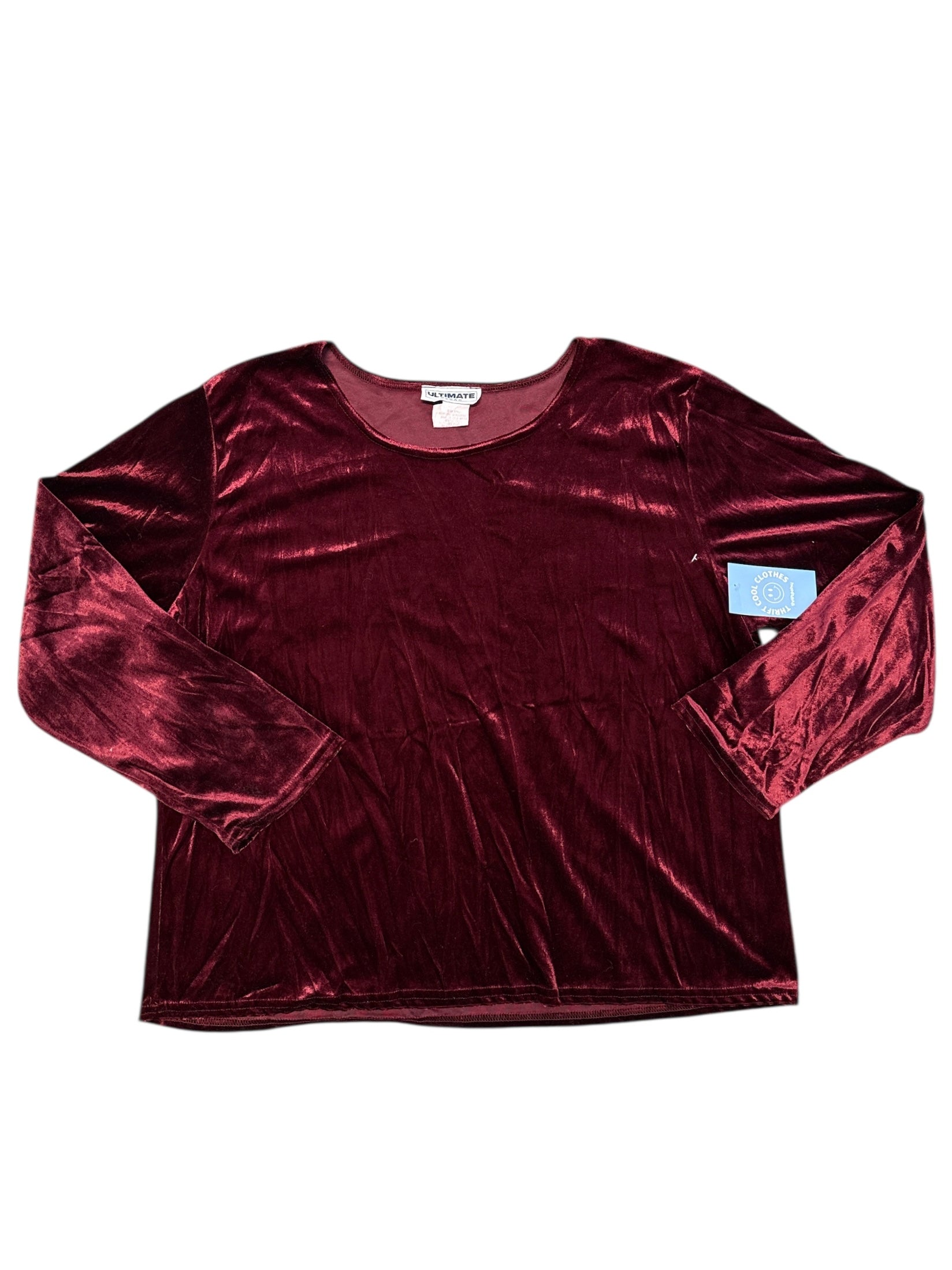 burgundy ultimate vtg velour ls top, 3x
