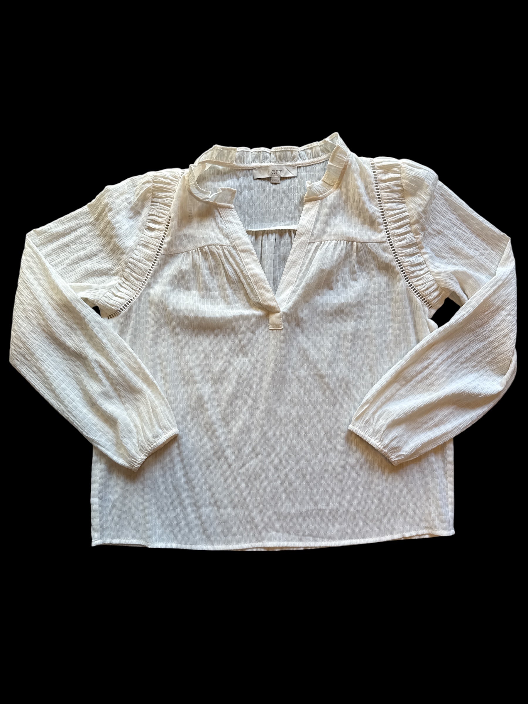 cream white loft boho long sleeve, m