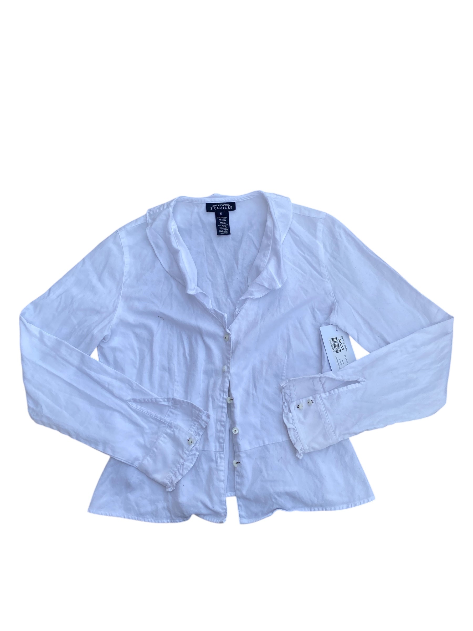 white jones new york ls button up, s