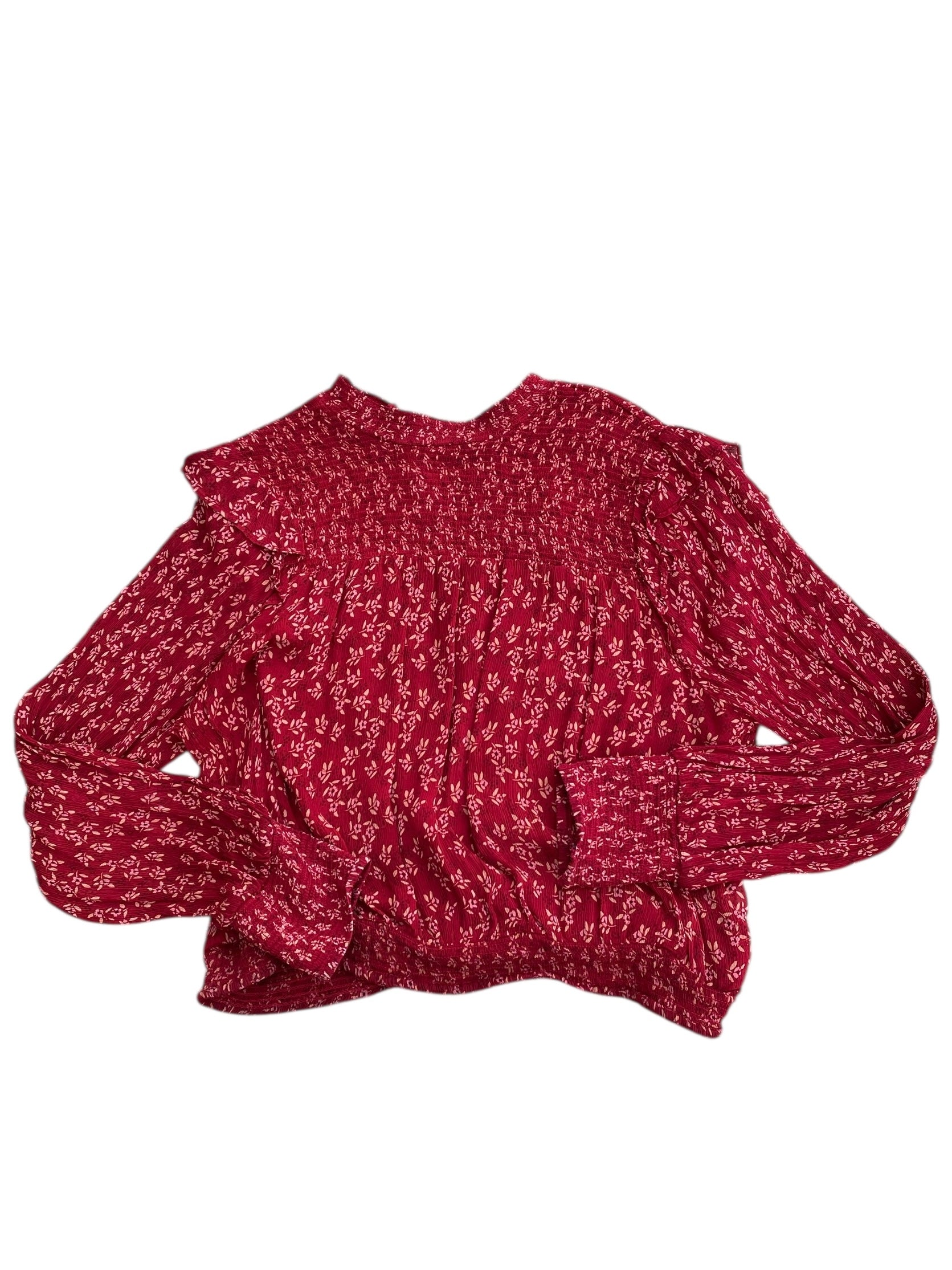 maroon free people smocked ls top