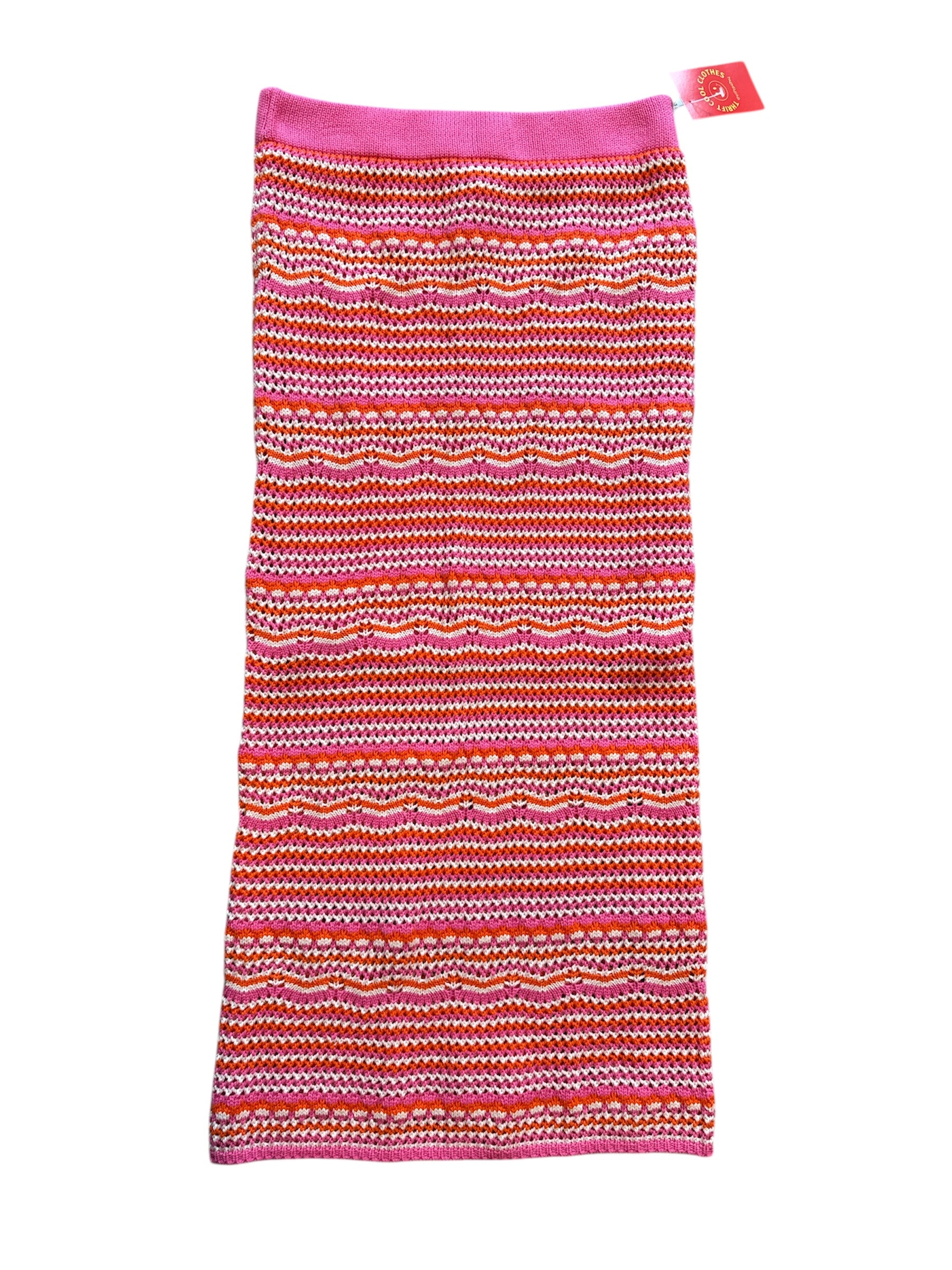 pink orange haute hippie crochet skirt, m