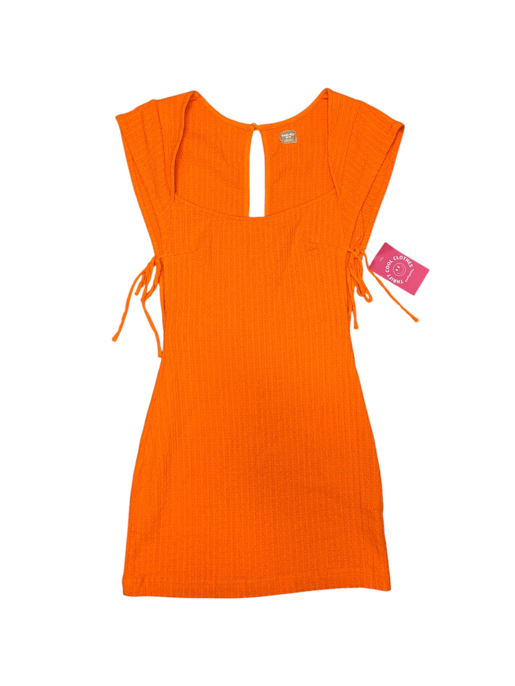 orange free people textured tie mini dress, xs
