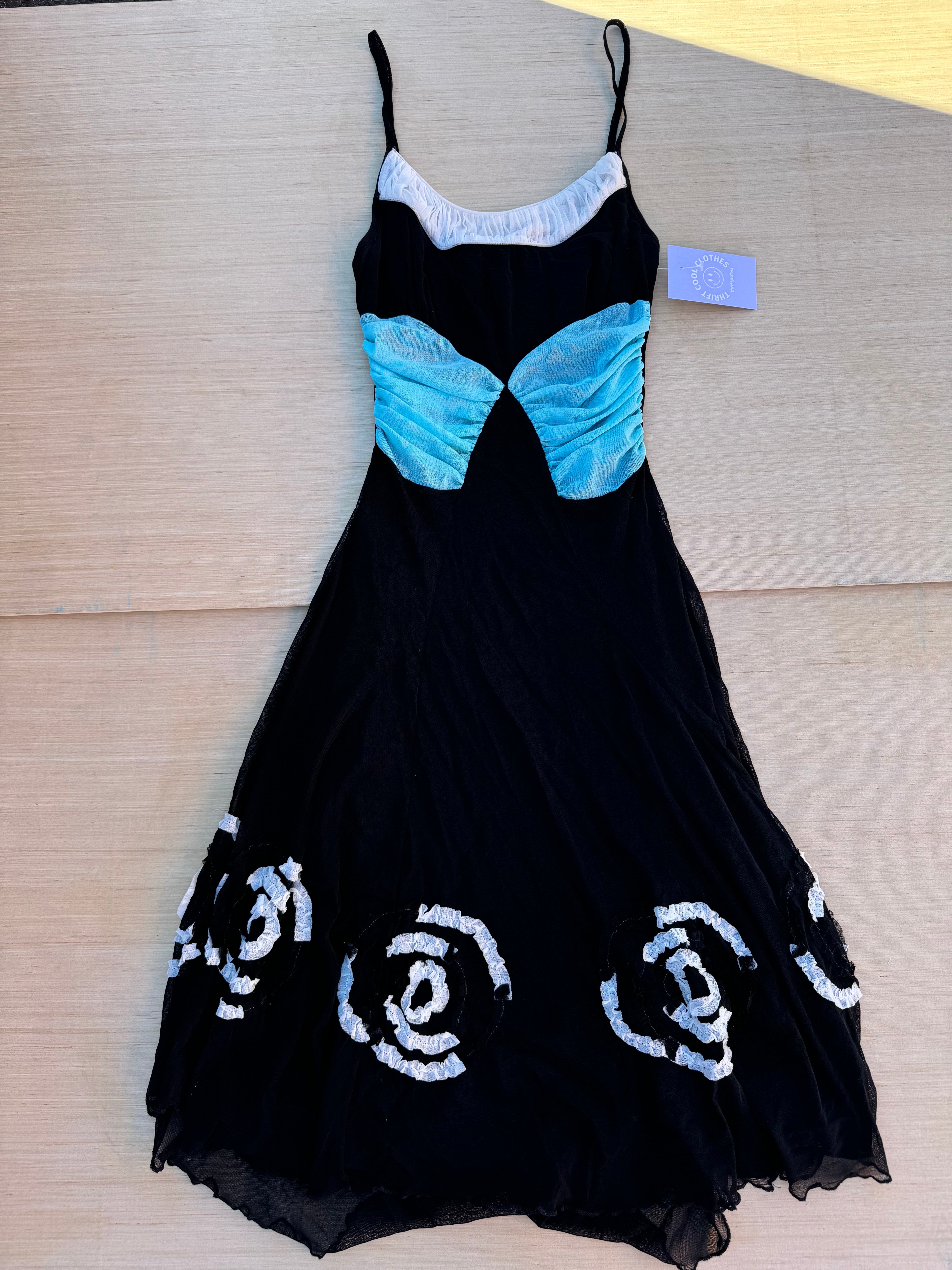 black white blue ariella mesh lingerie, xs/s