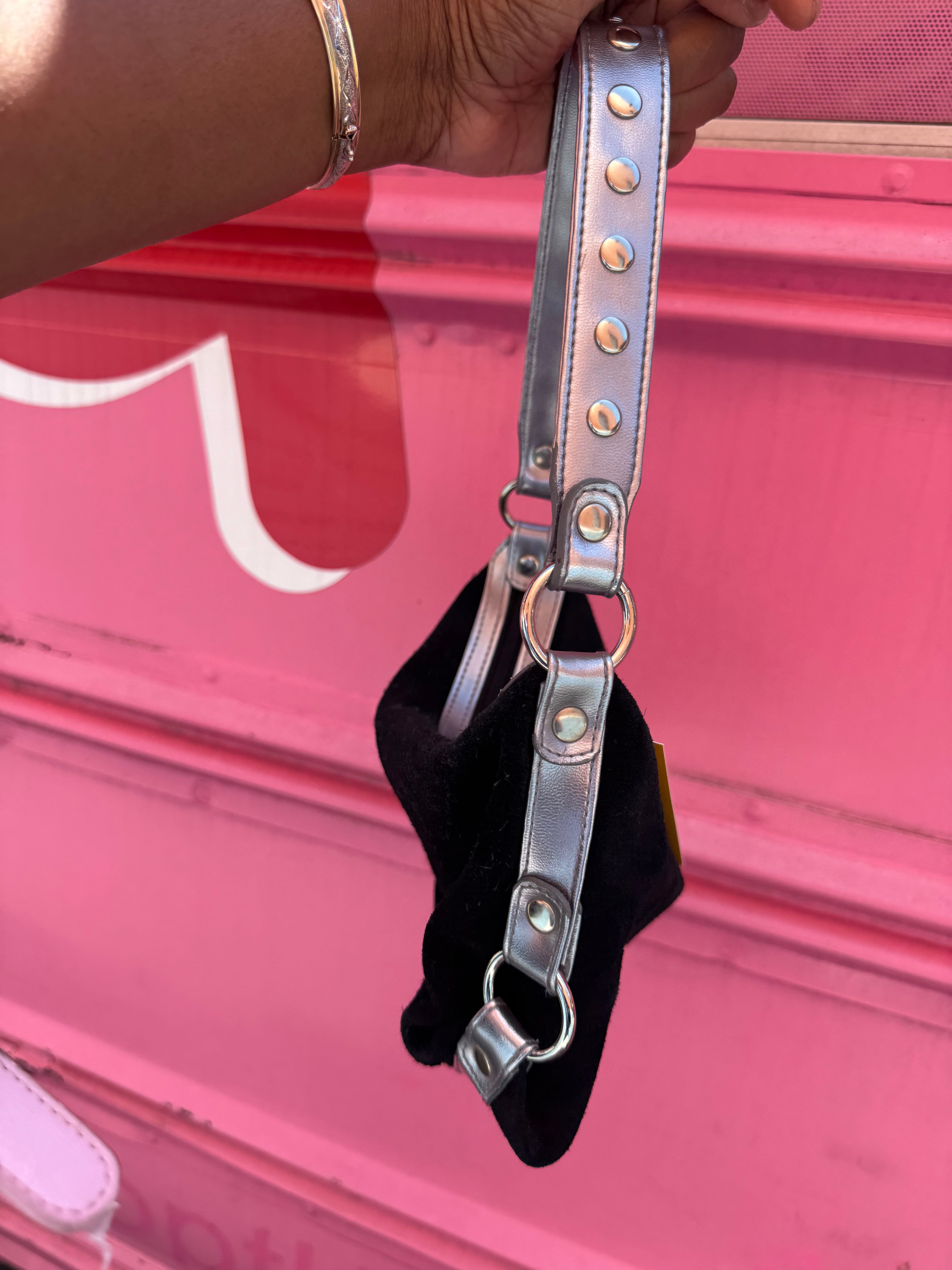 black silver  suede y2k purse