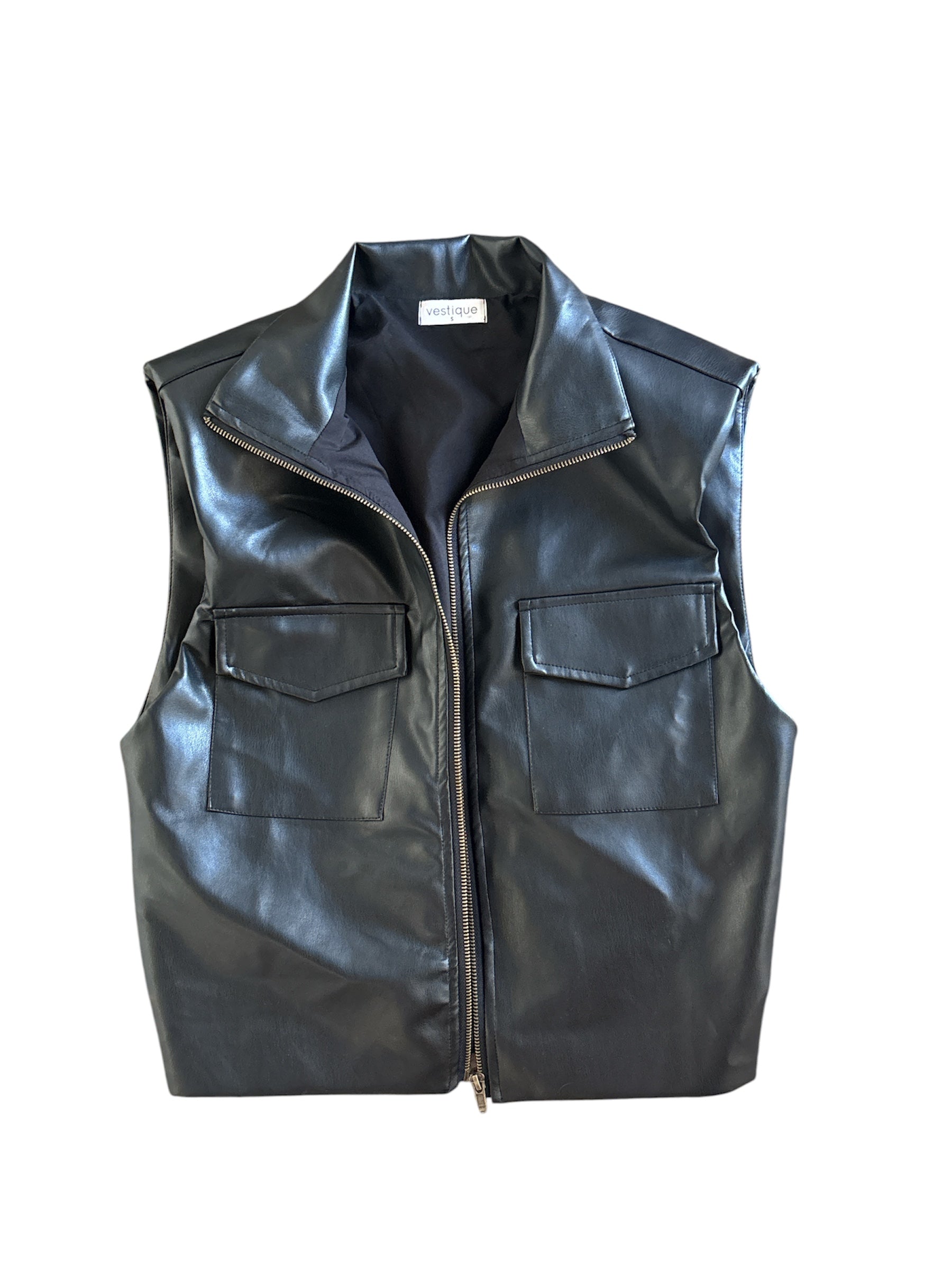 Black Vestique Faux leather vest, S