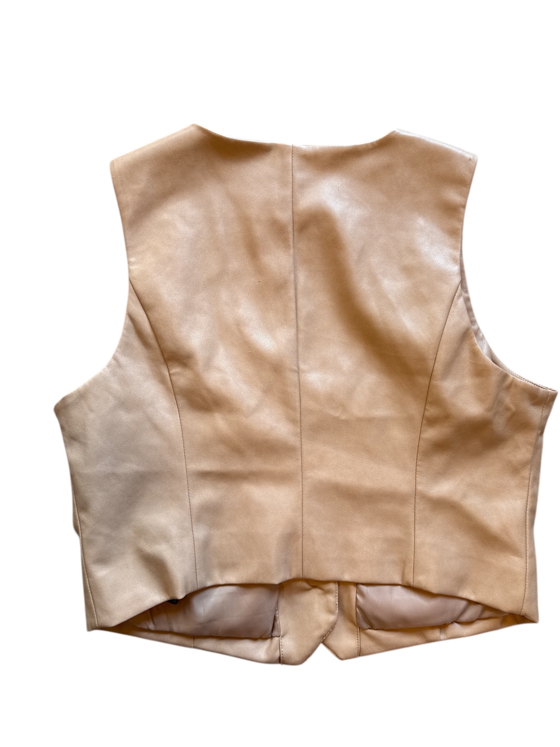 camel tan 7 for all mankind pleather vest, L