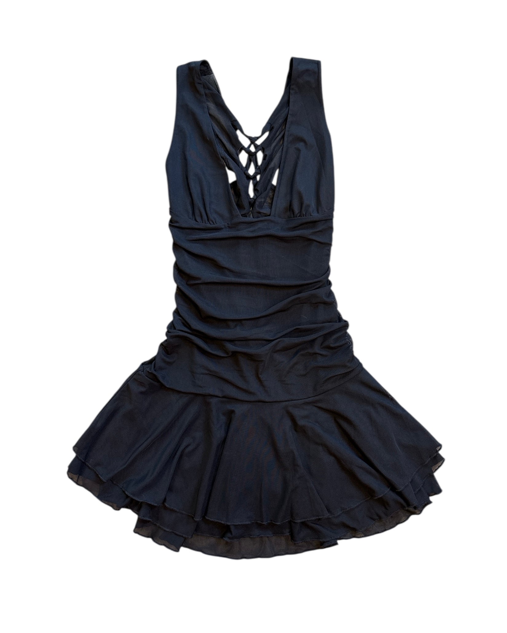 black outcast dropwaist mesh dress, m