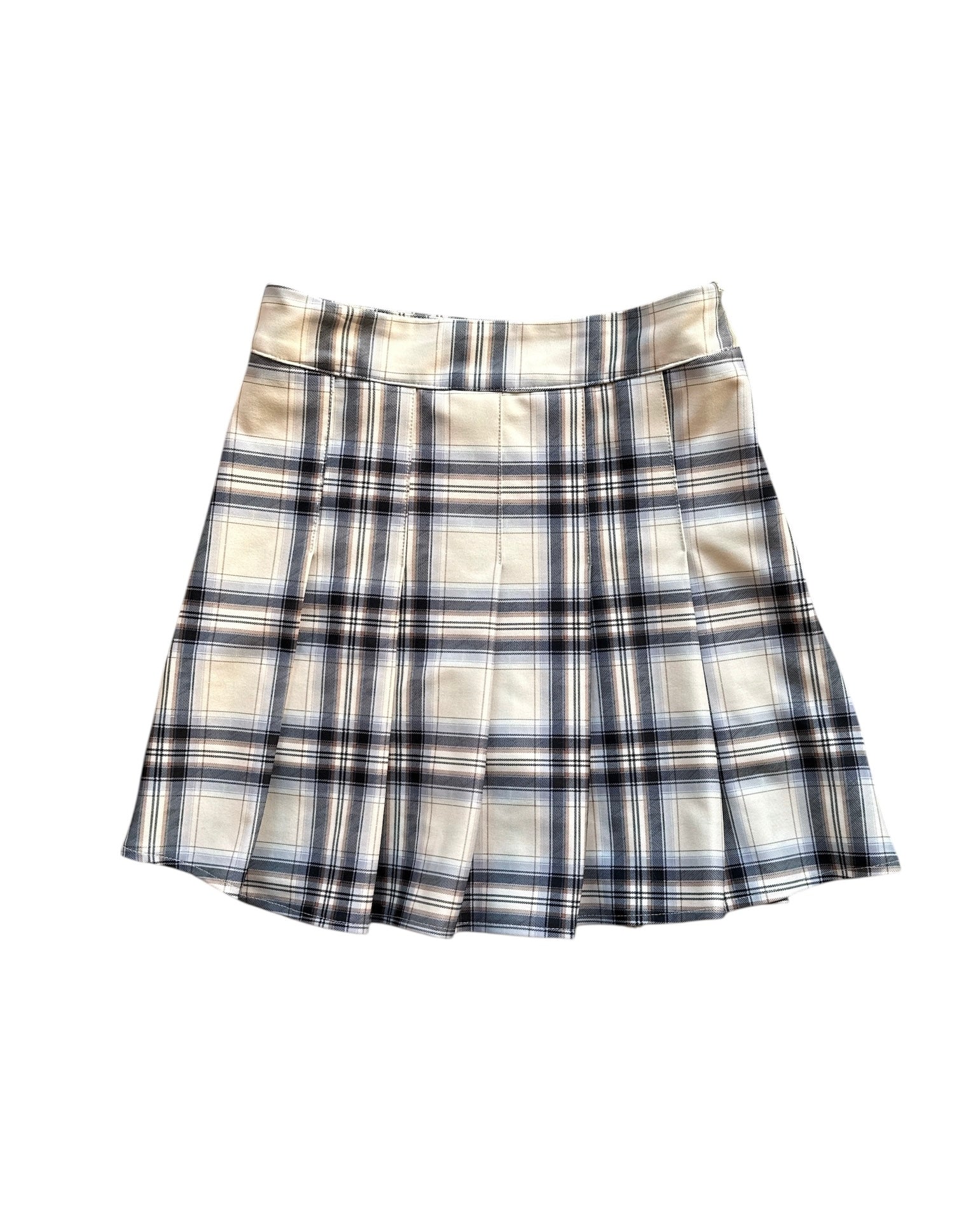 white blue brown papaya plaid mini, s