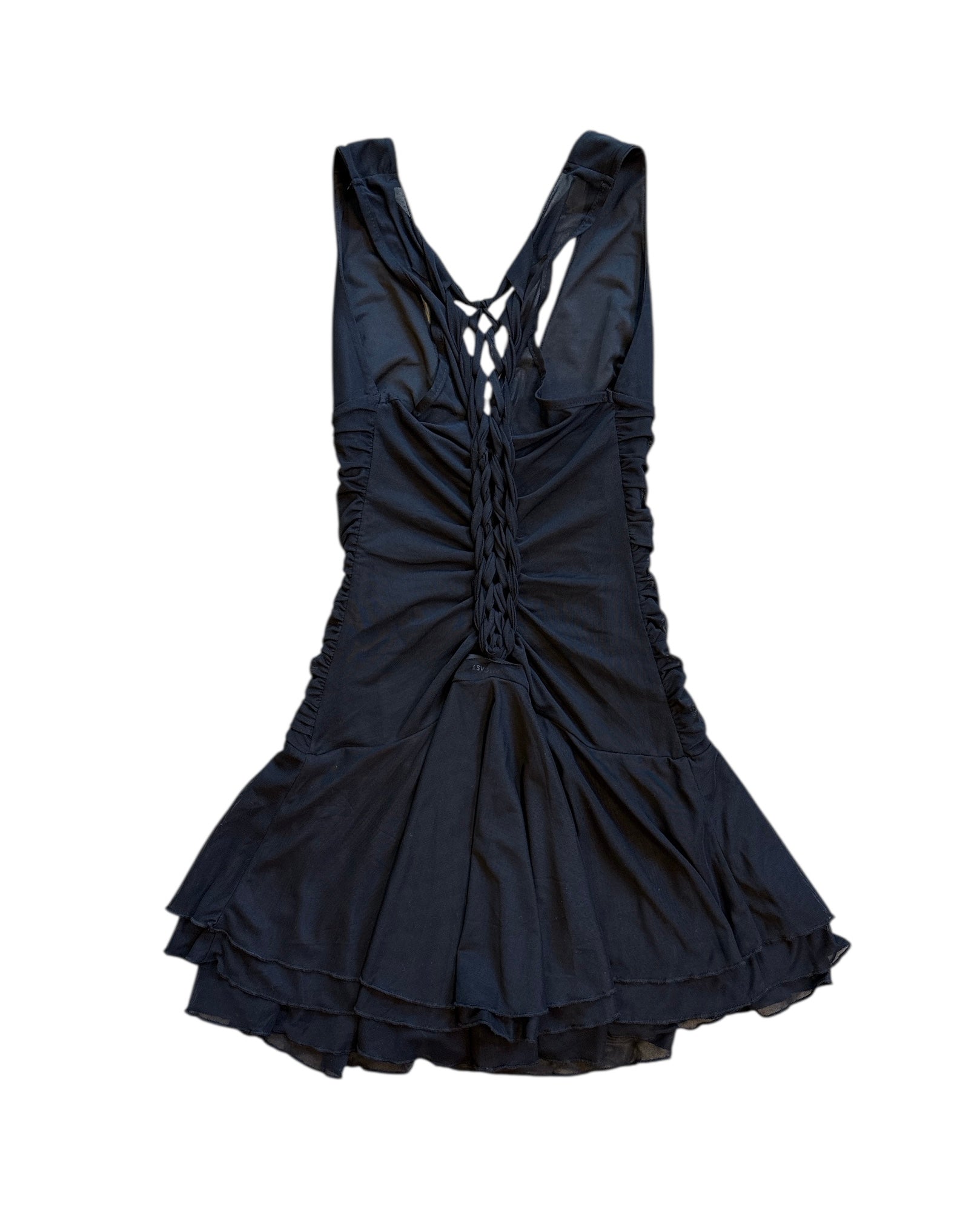 black outcast dropwaist mesh dress, m