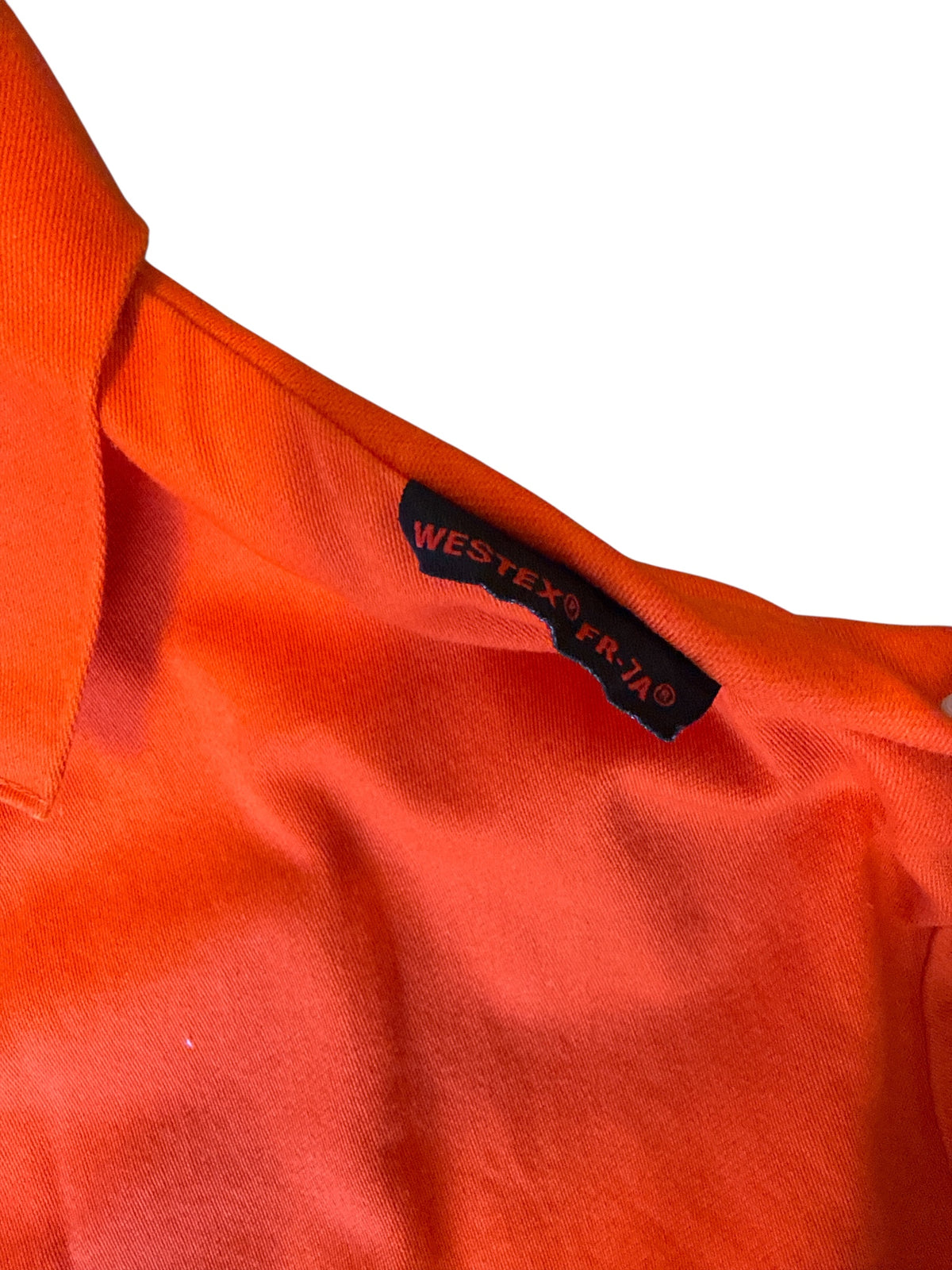 orange tillman long button down jacket, XL