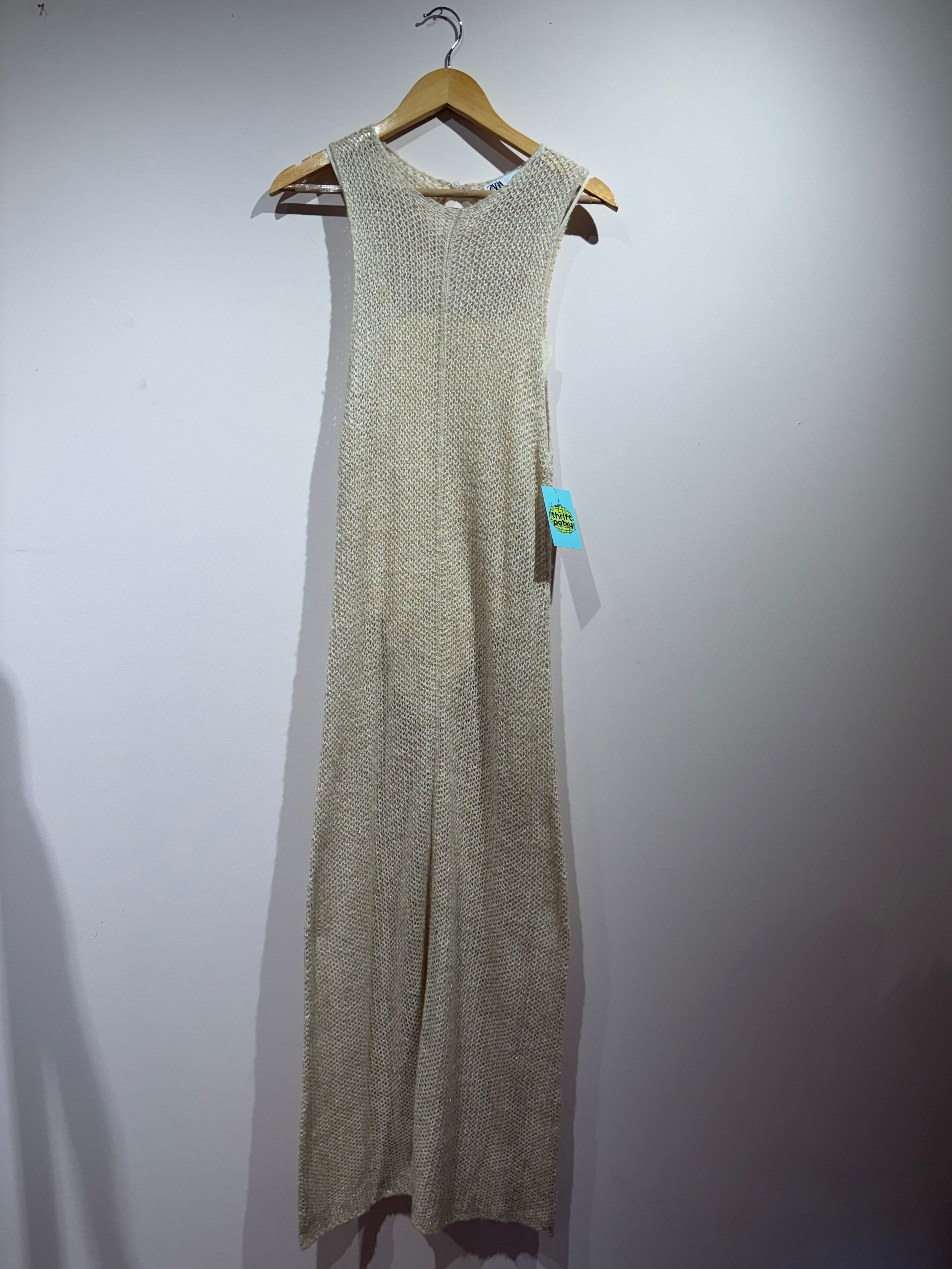 tan zara crochet maxi, S