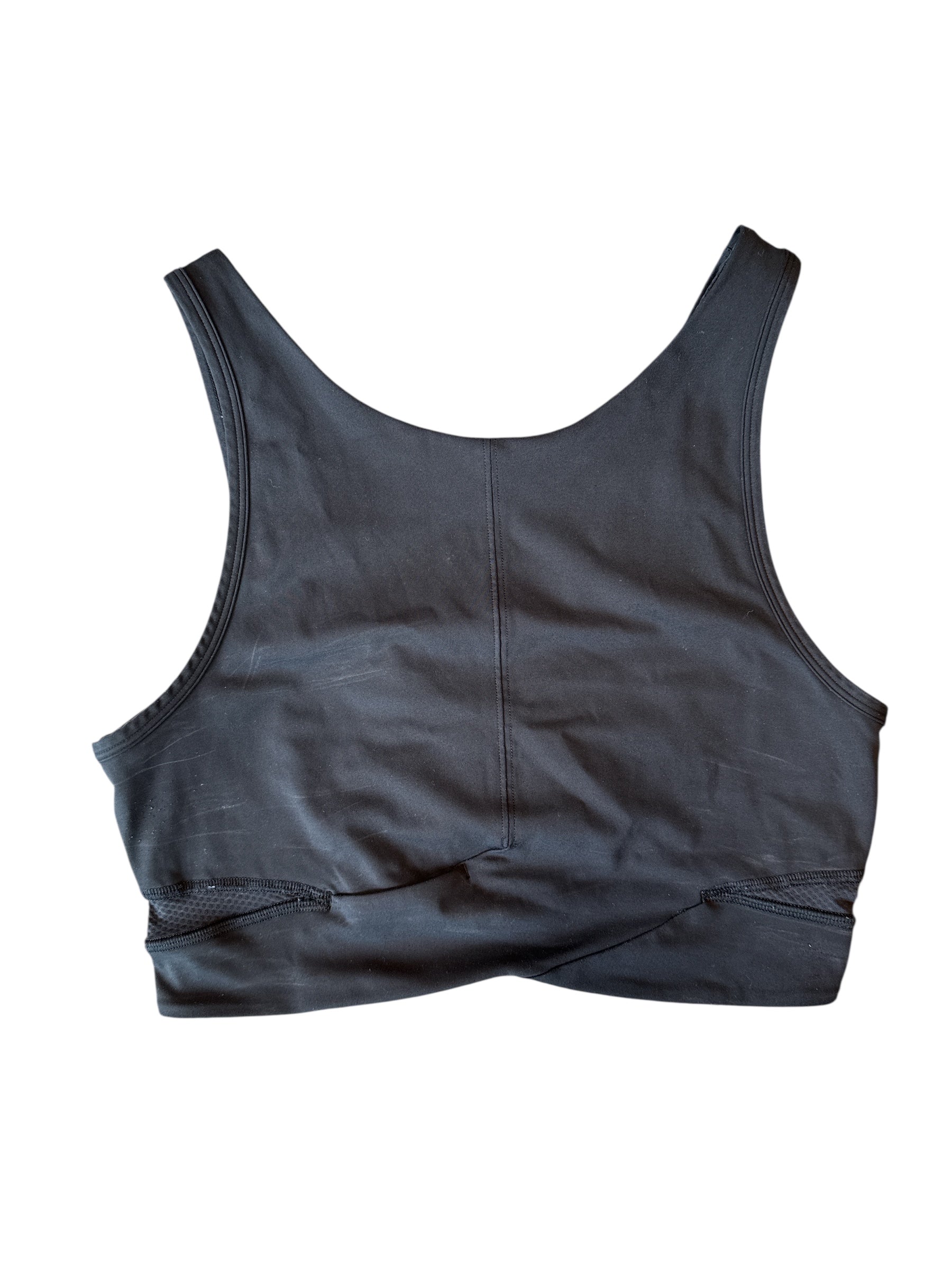black lululemon hi neck sports bra