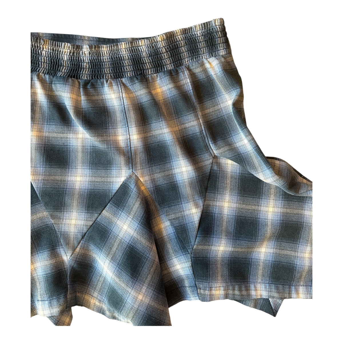 blue free people plaid pleated fairy mini skirt, xl