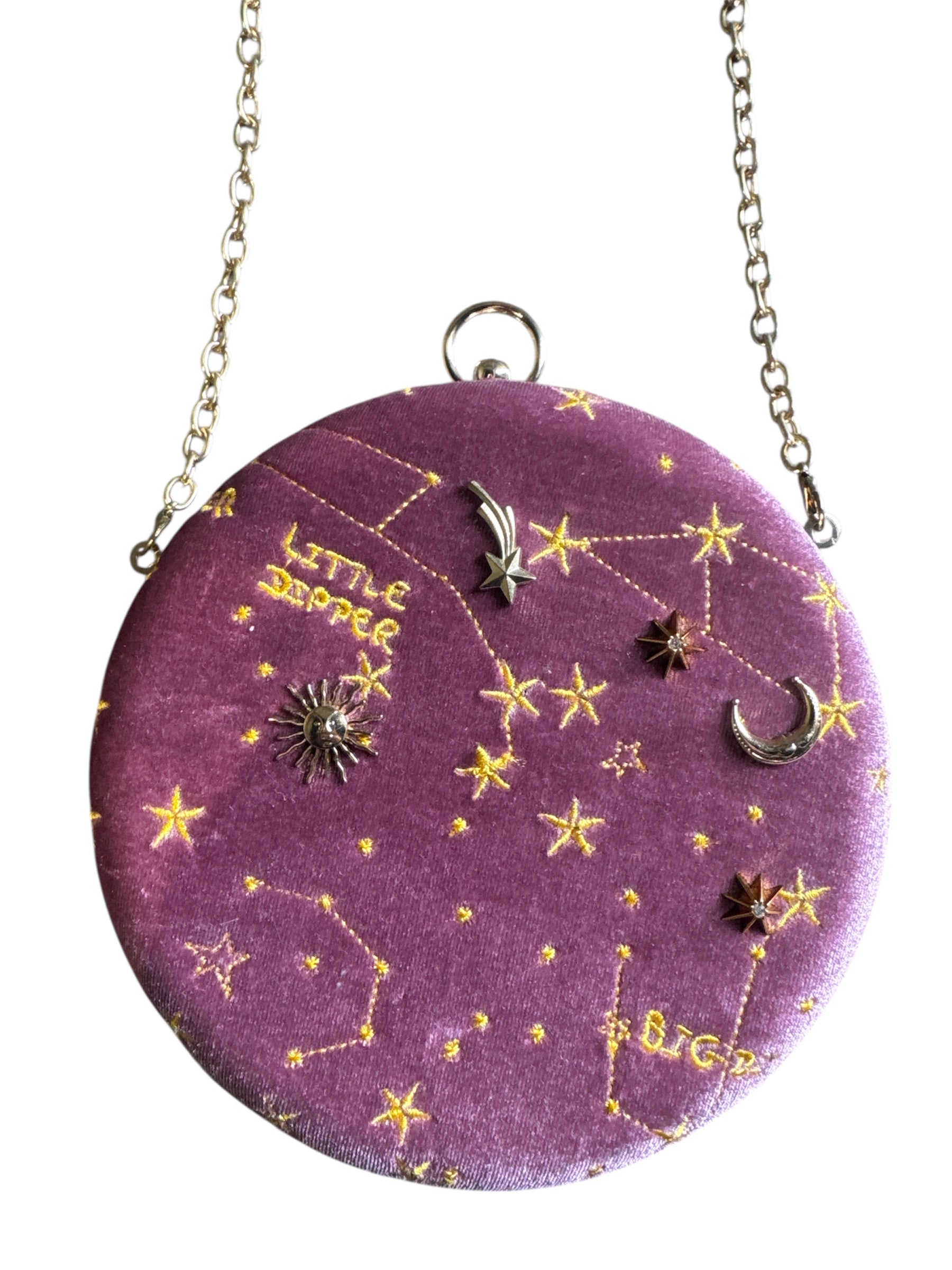 pink gold  velvet constellation bag