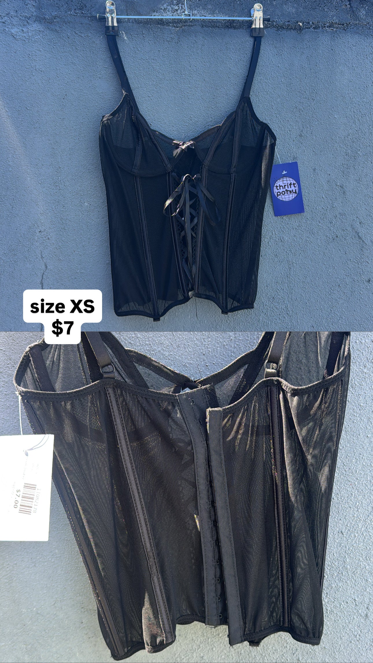 black  sheer bustier, xs