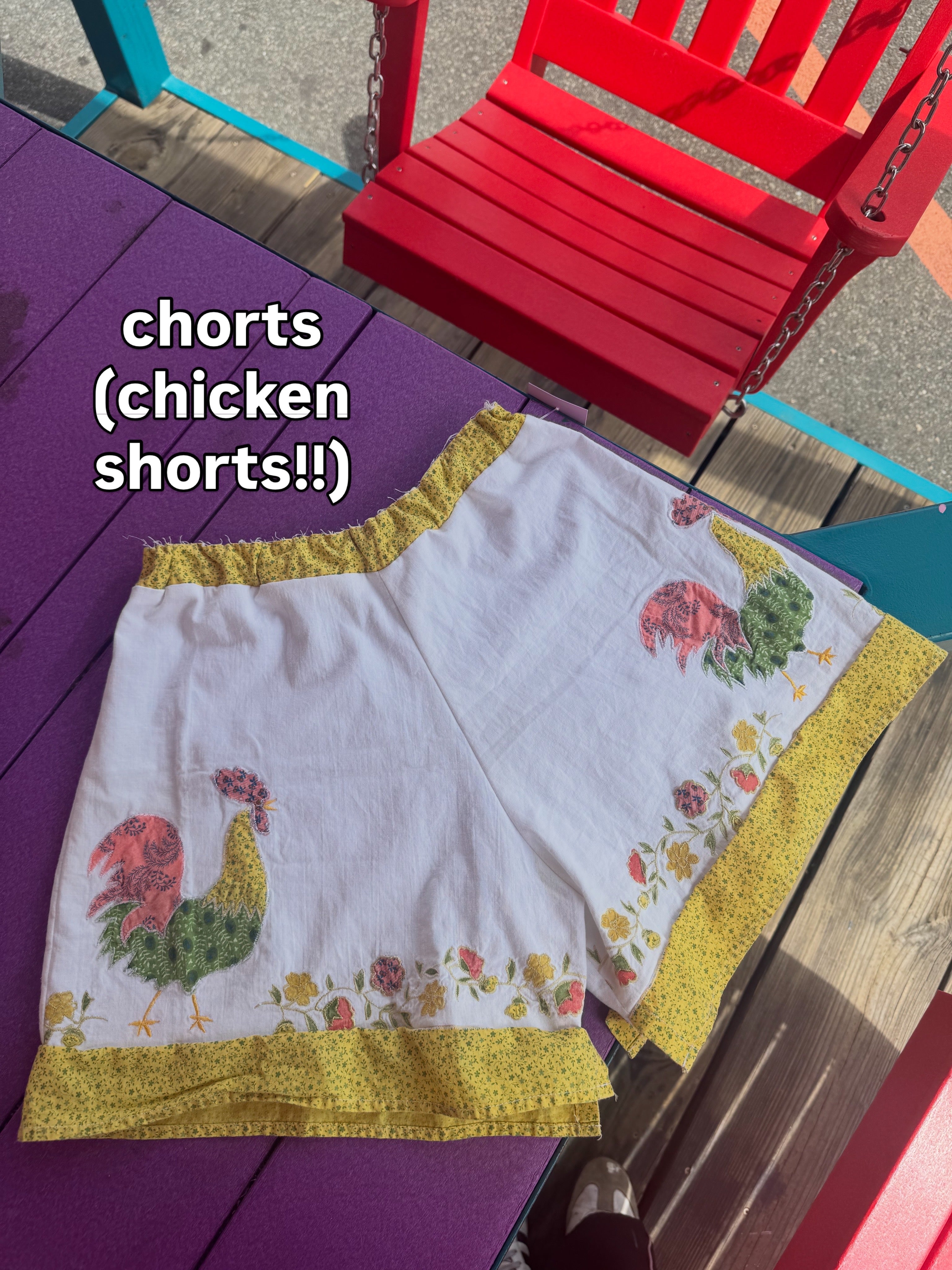 white green yellow HANDMADE upcycled chorts, xs/s