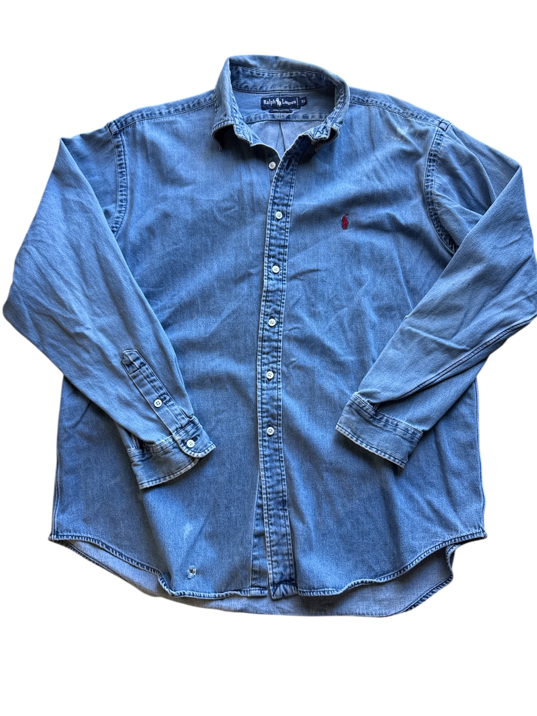 blue ralph lauren denim button down, xl