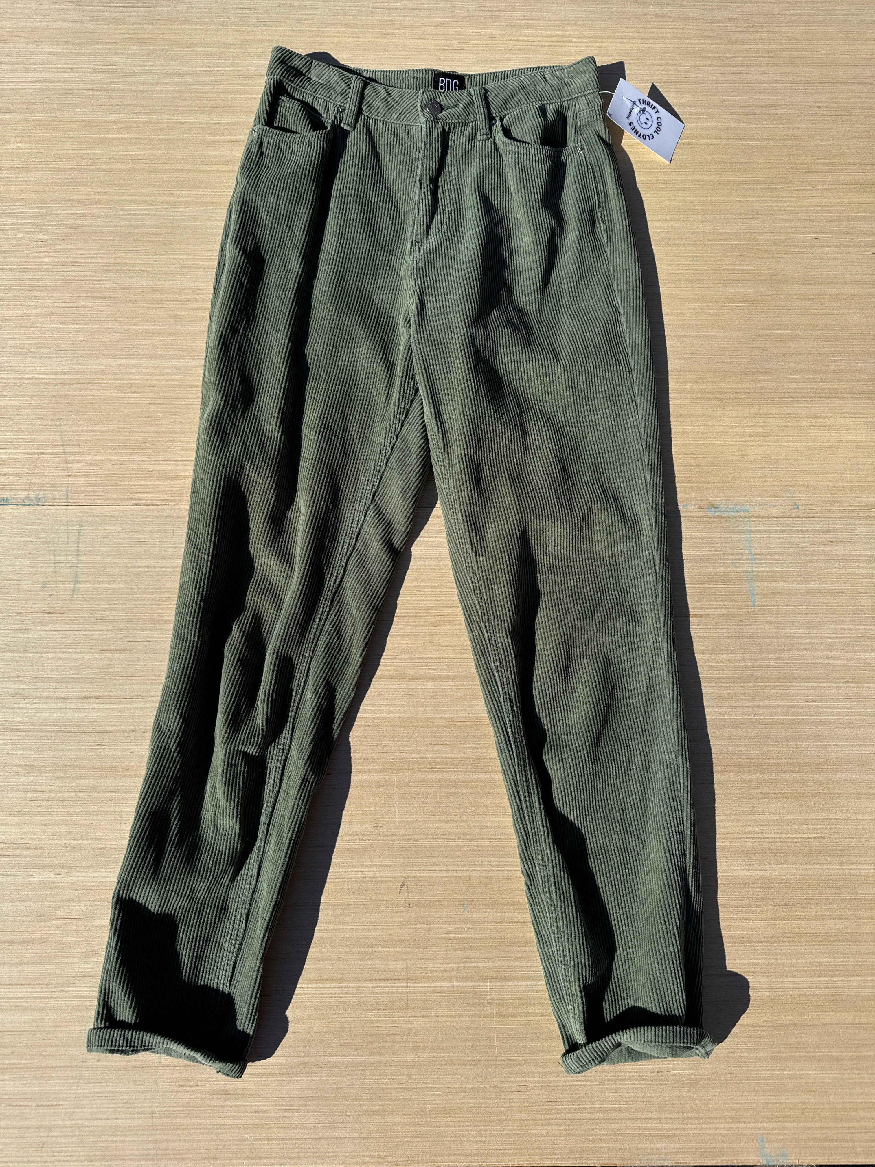 Green Bdg Cord pants, 27