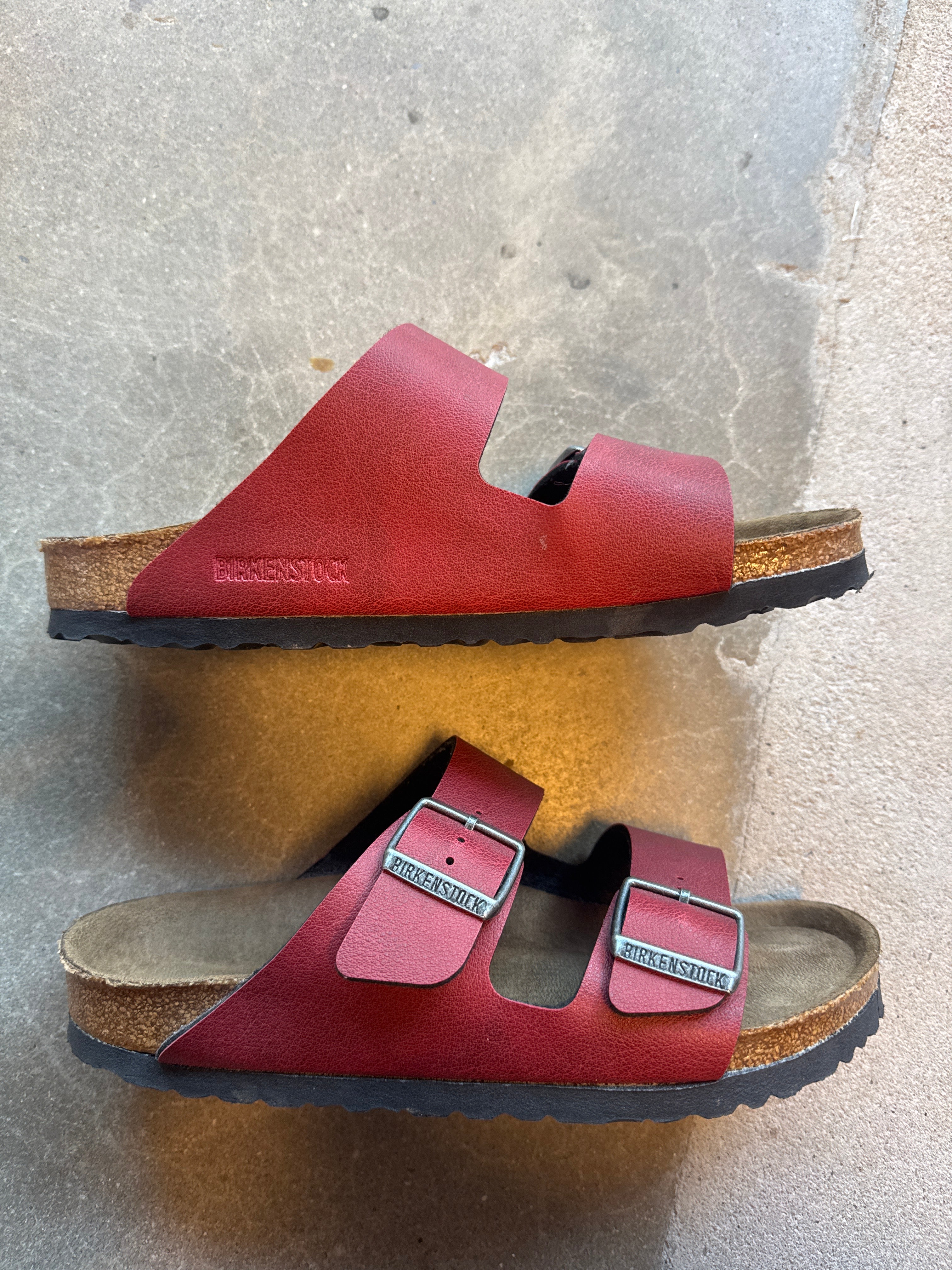 red Birkenstock sandals, 38 (fits like 7.5-8 women's)