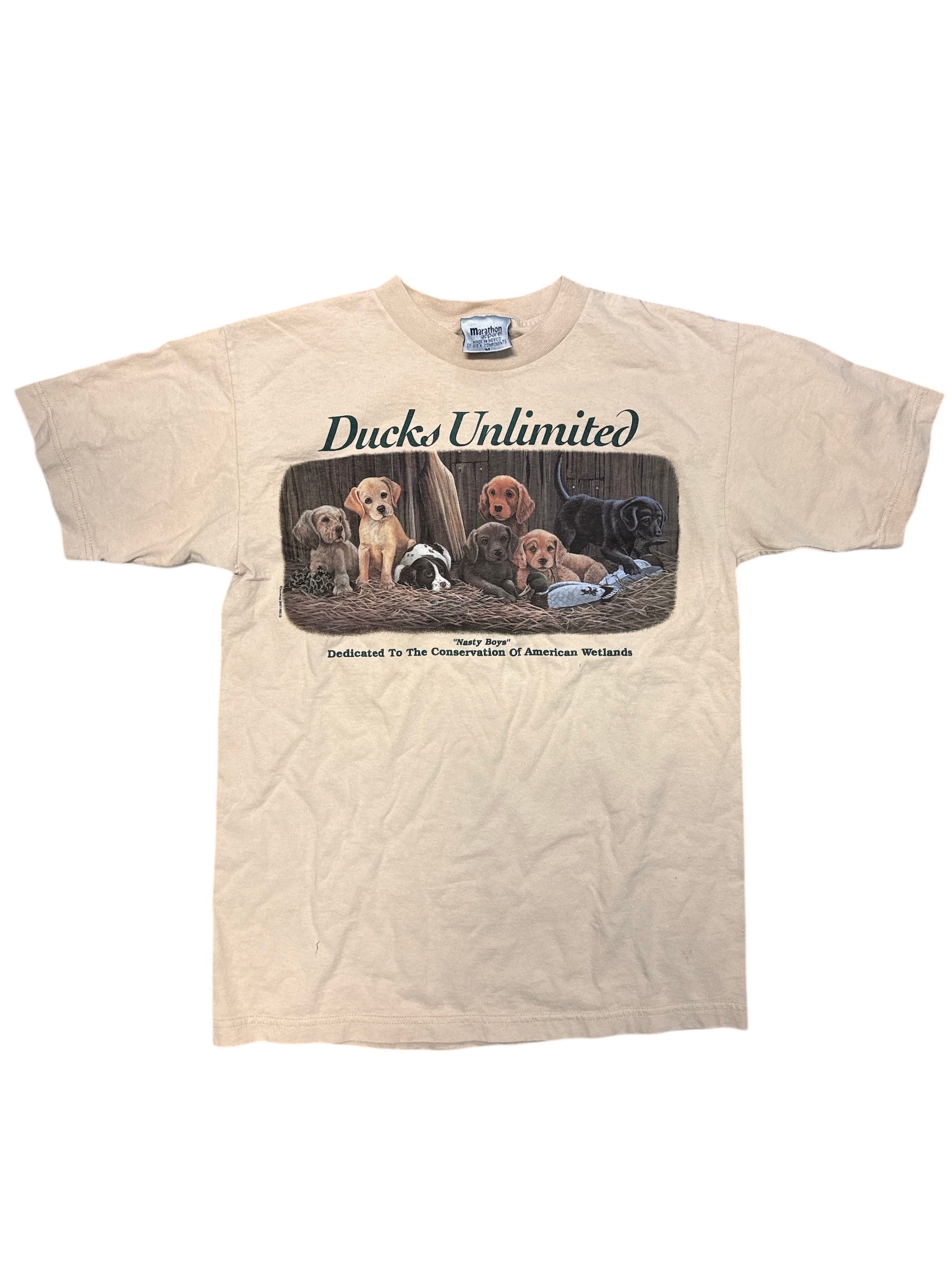 tan marathon '94 dogs duck unlimited tee, m