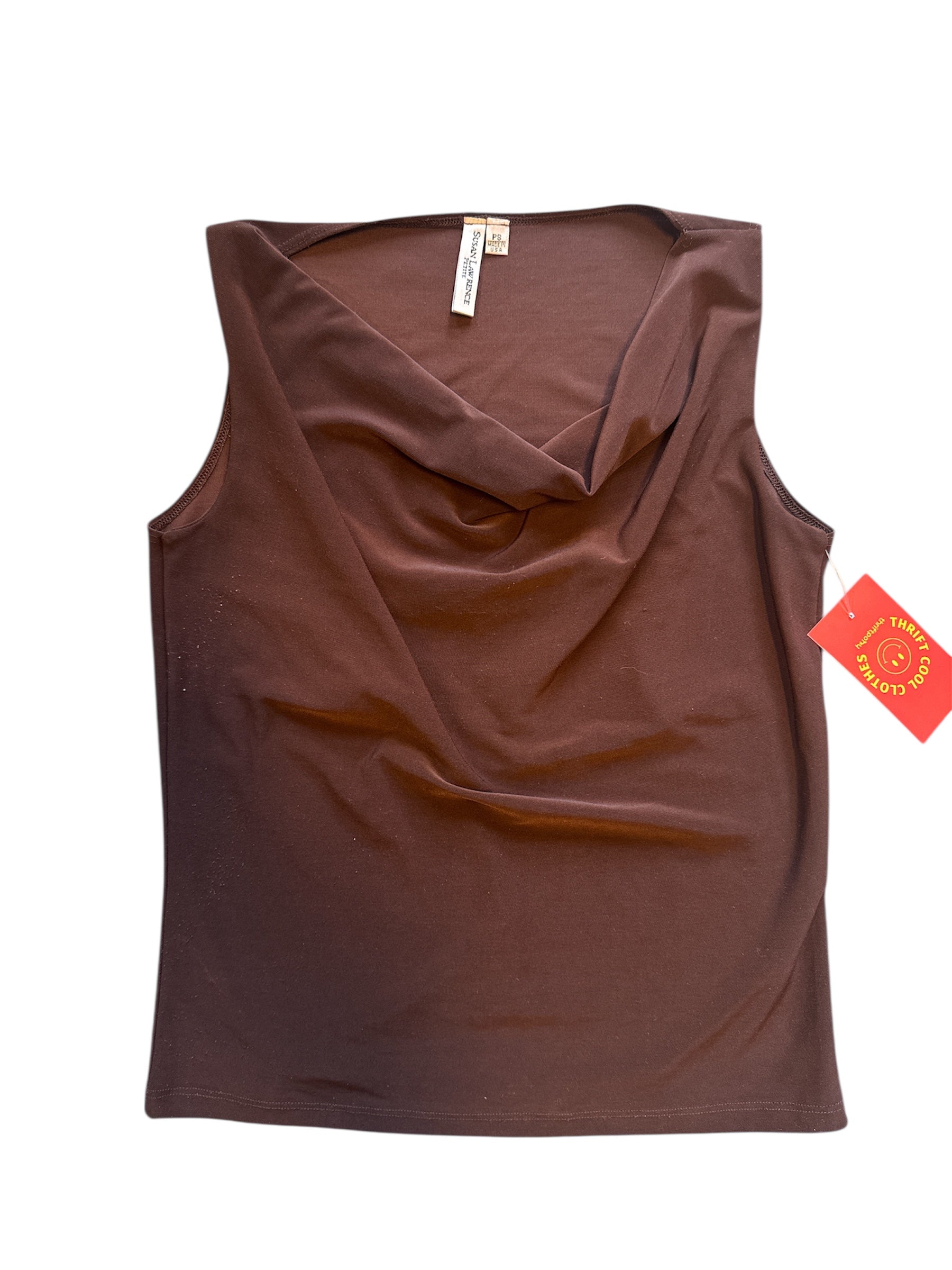 brown susan lawrence cowl neck vtg top, s