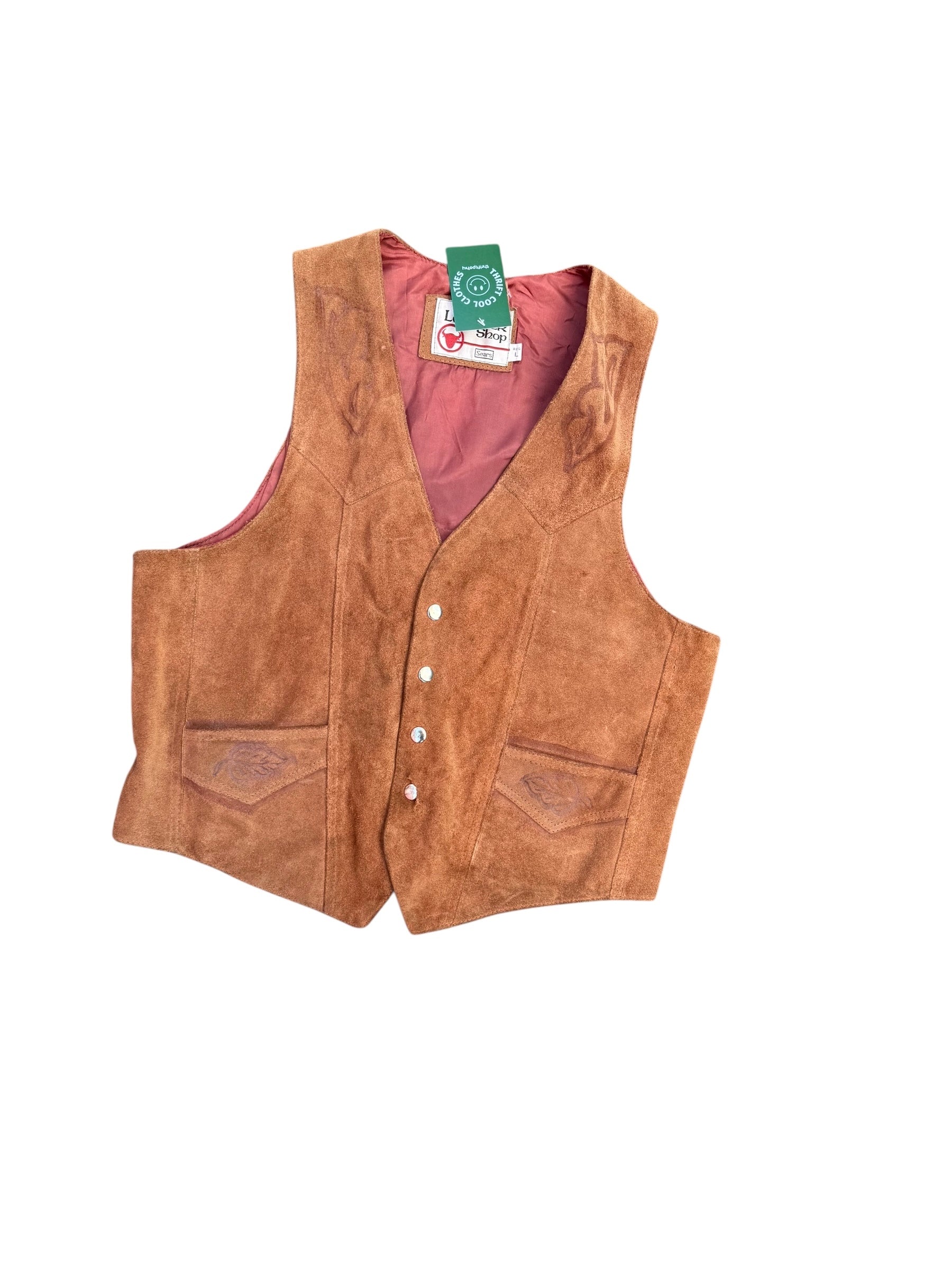 brown The Leather Shop leather/suede horse vest, L