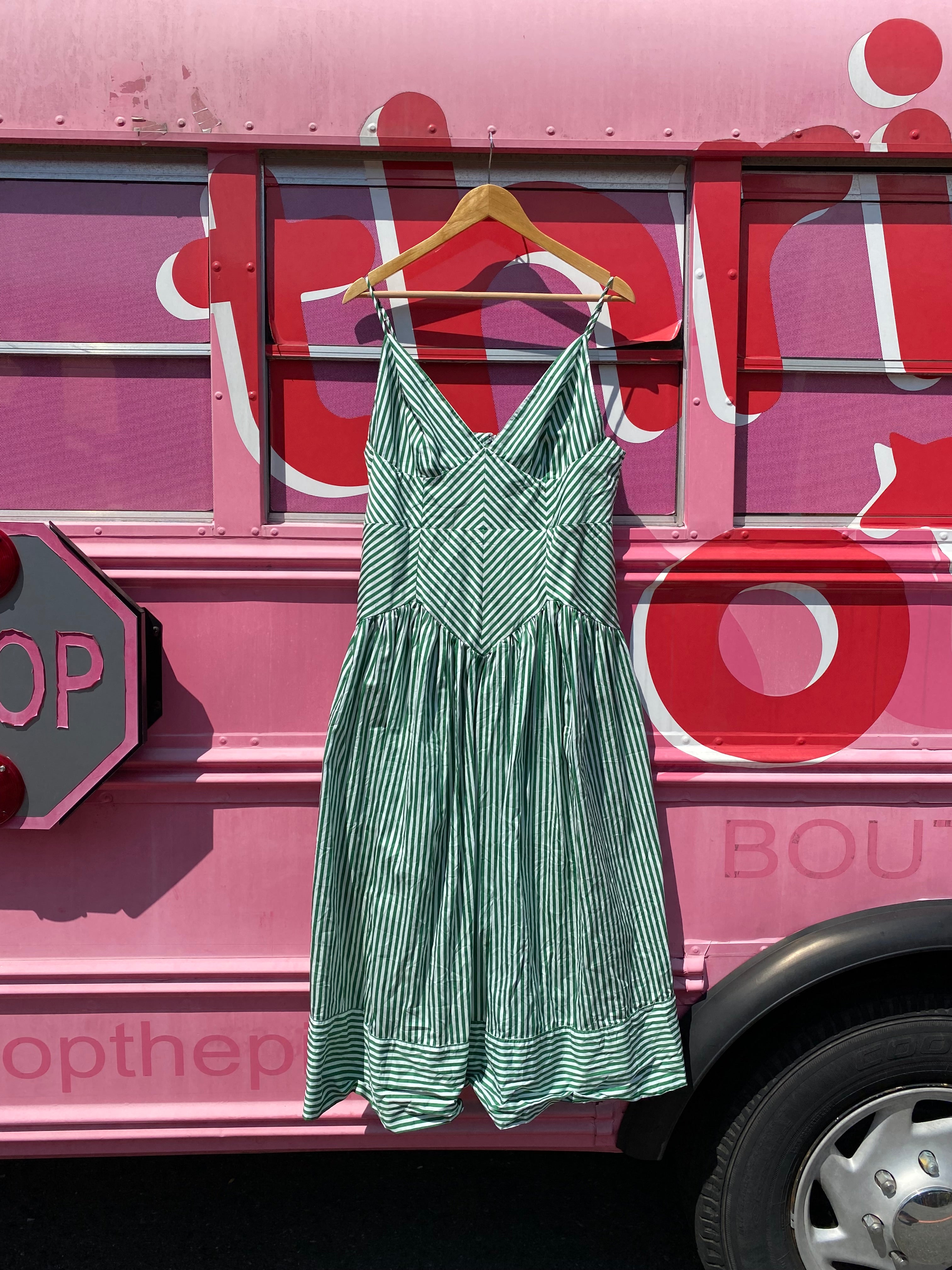 green white farm rio stripe geometric maxi dress, XL
