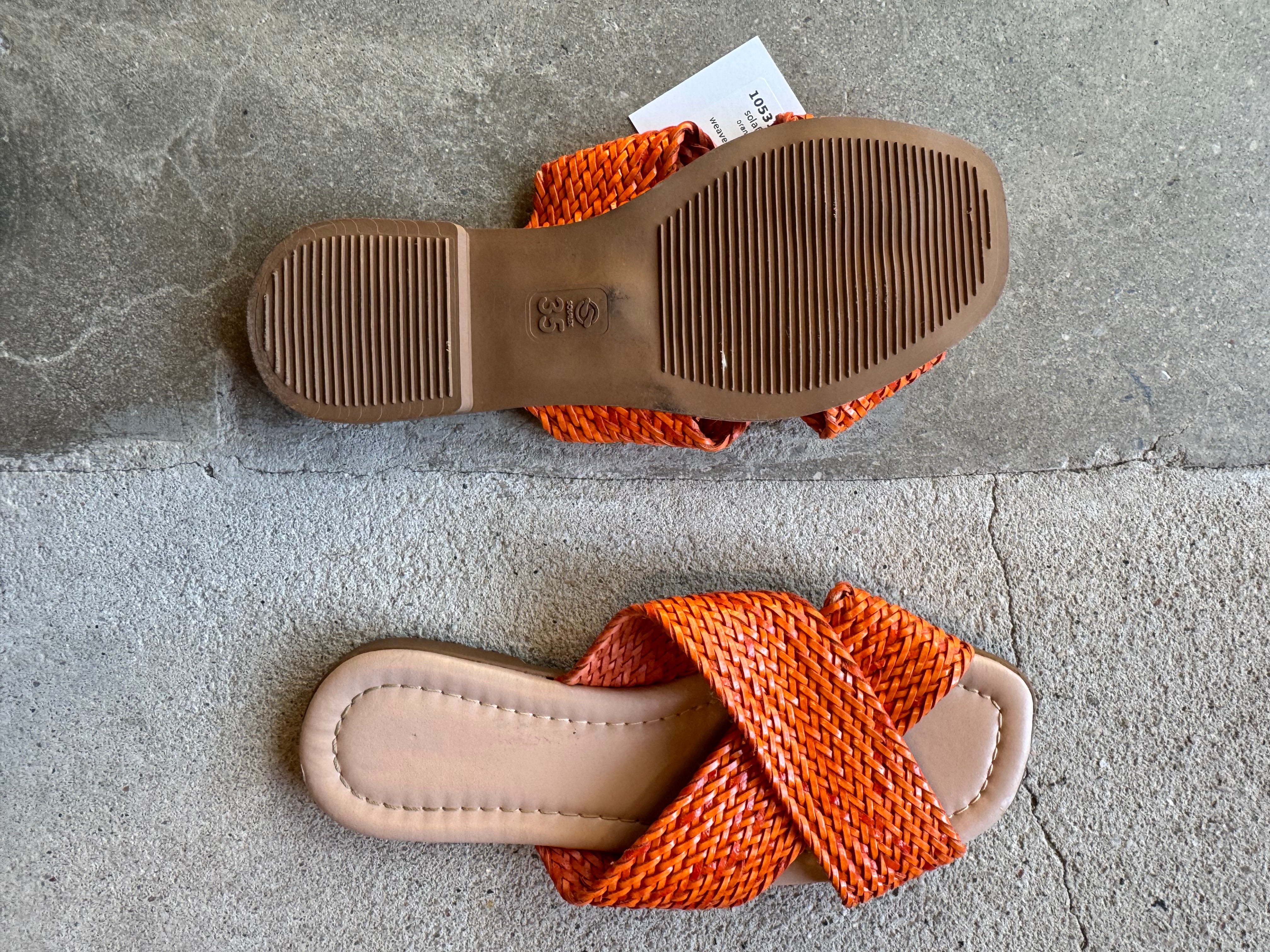 orange solaflex weave sandals, 35 (fits like women's 5)