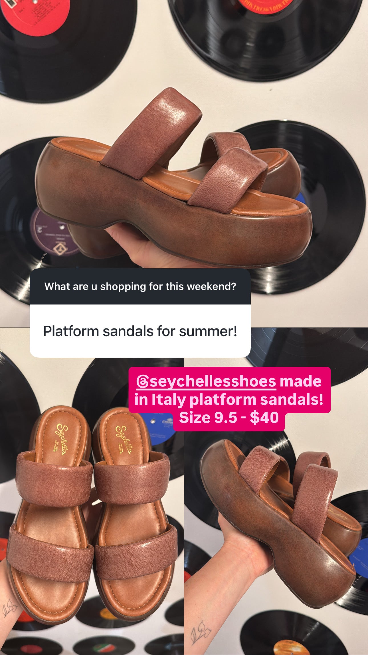 brown seychelles bubble platform sandals, 9.5 like new condition