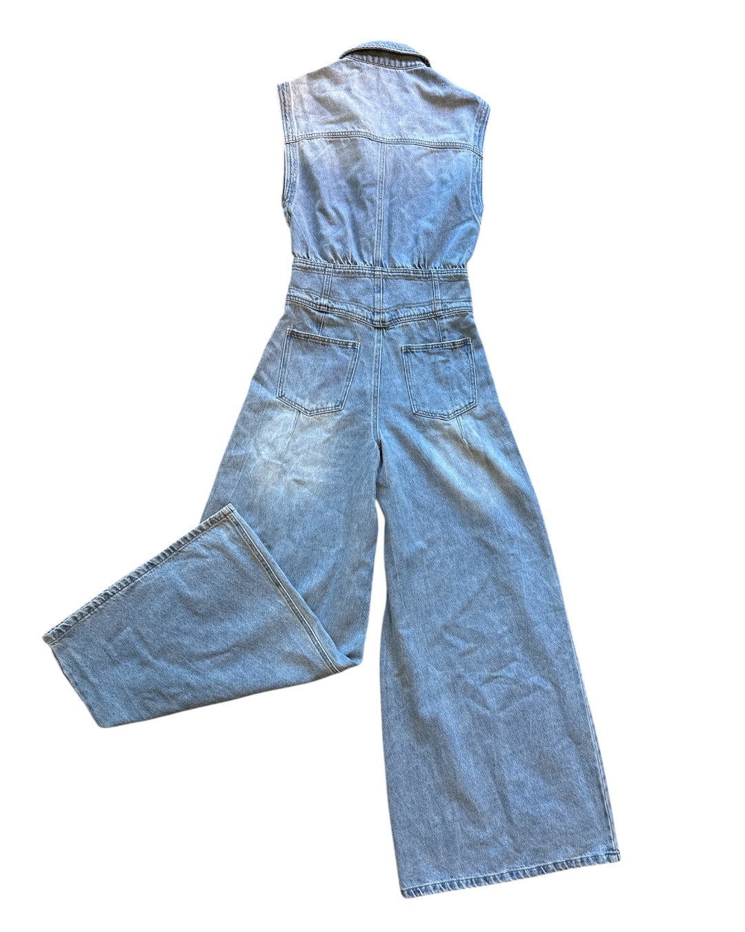 blue veveret sleeveless coveralls, S