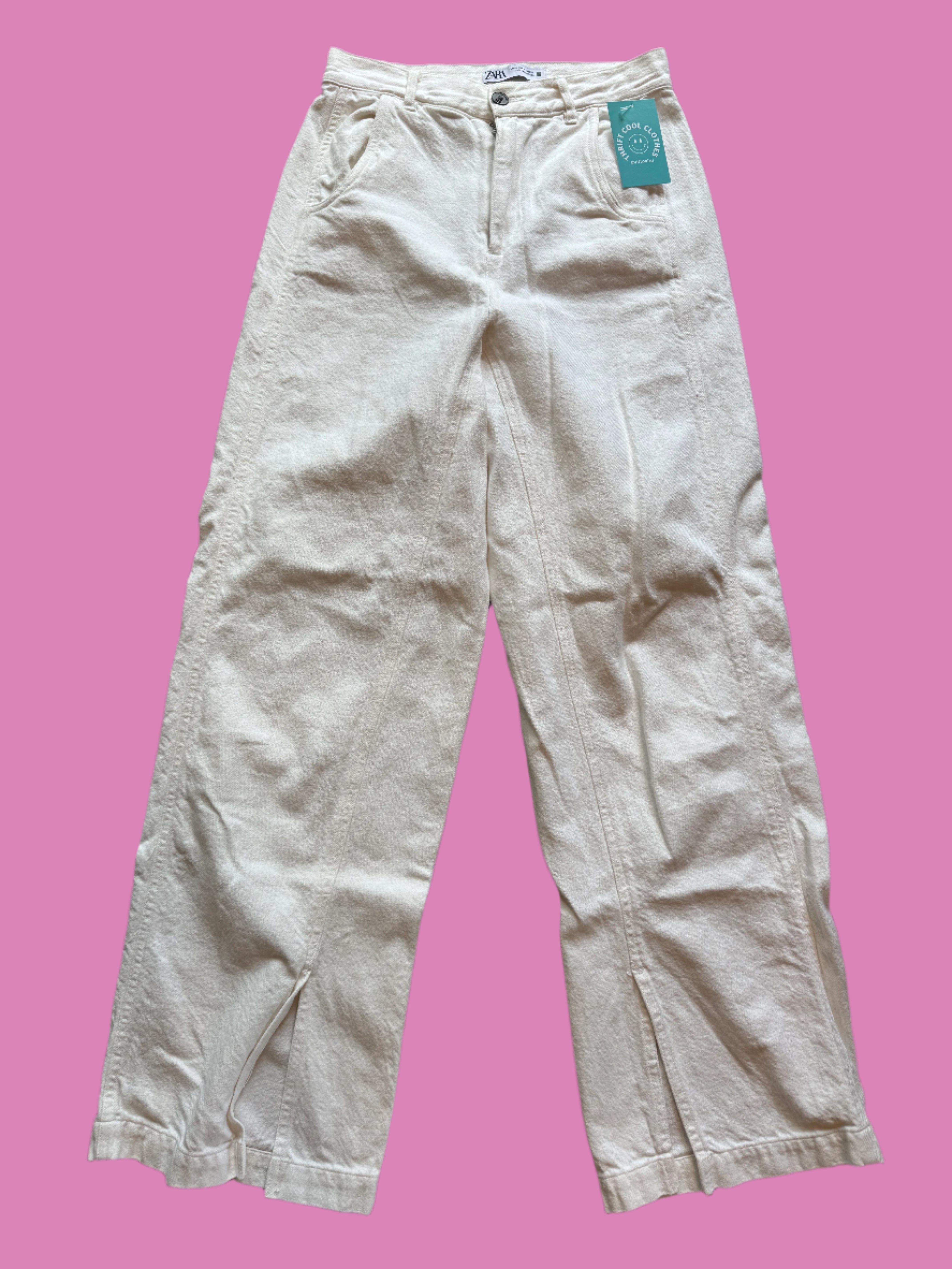 White Zara Wide leg pants, 6