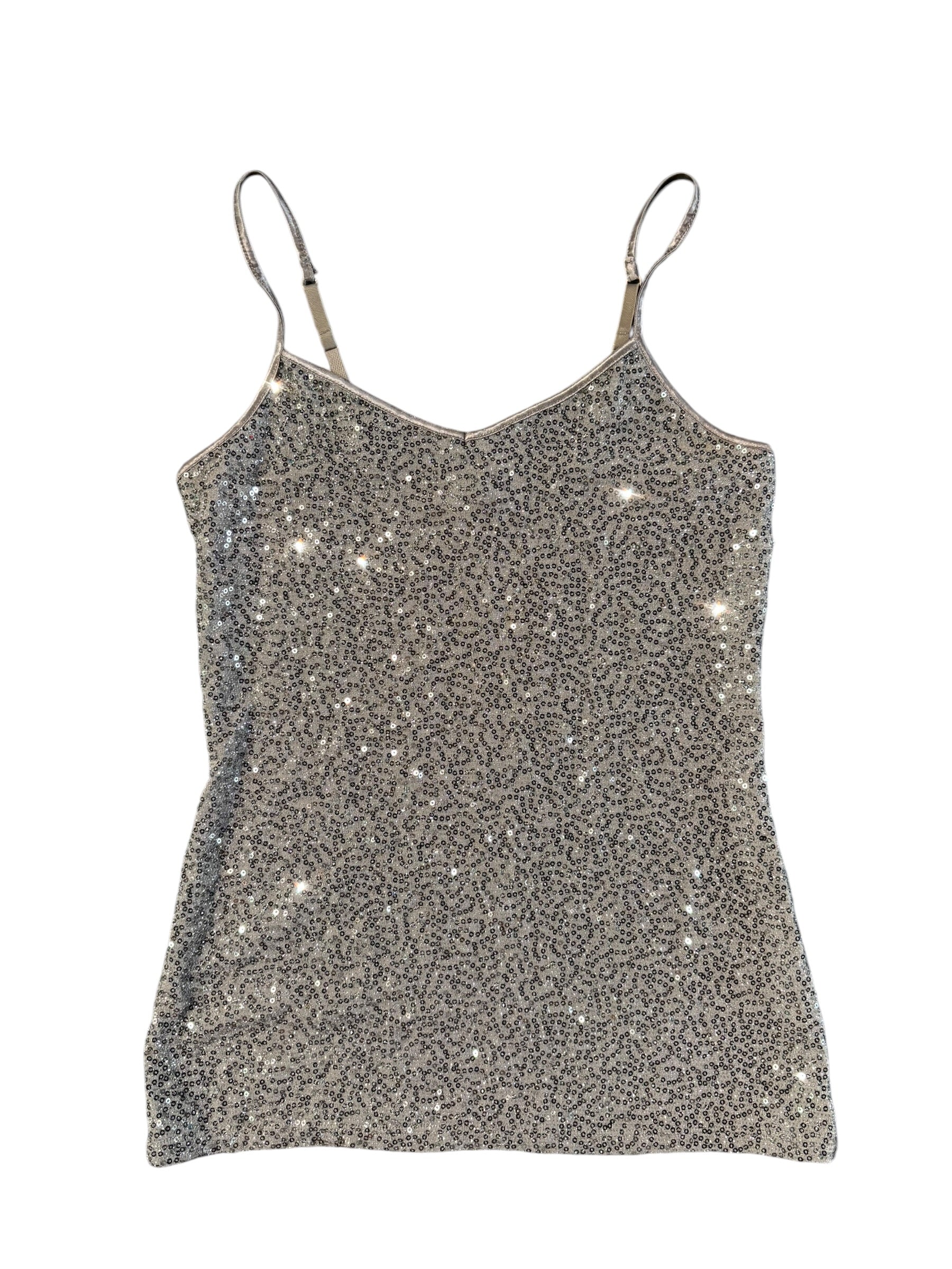 silver express sequin tank, xs