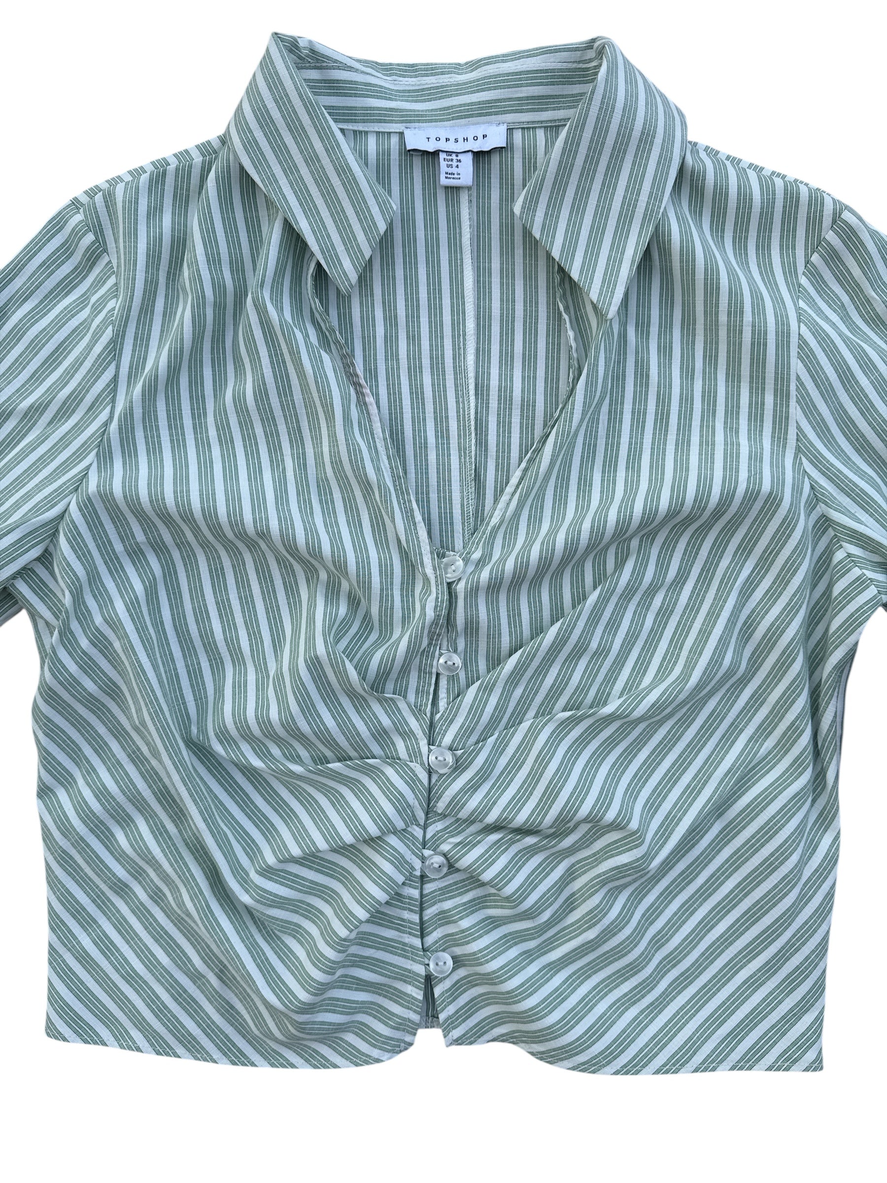 green white topshop striped ruch button down, 4