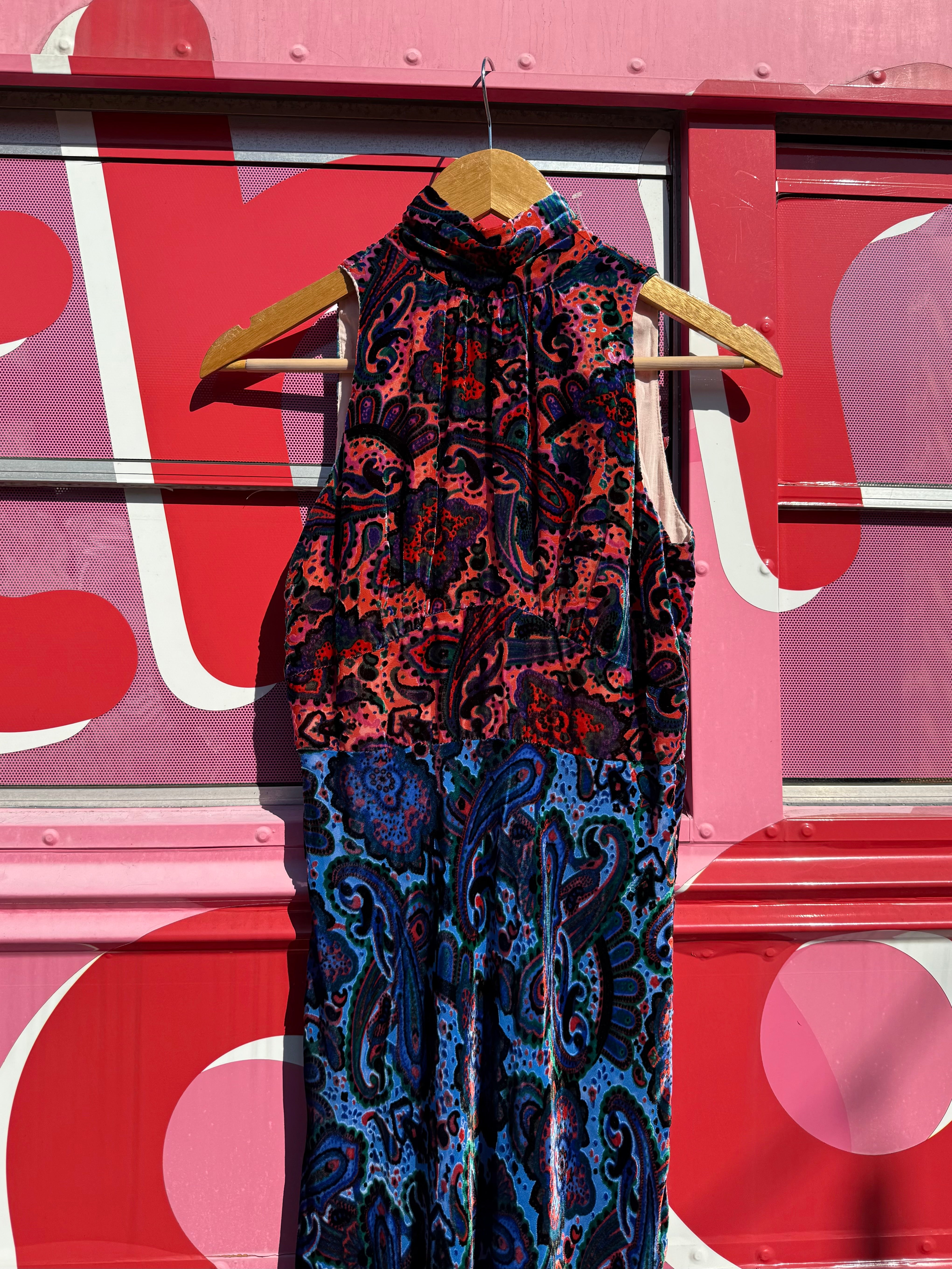 blue orange moulinette soeurs velour paisley dress, 2