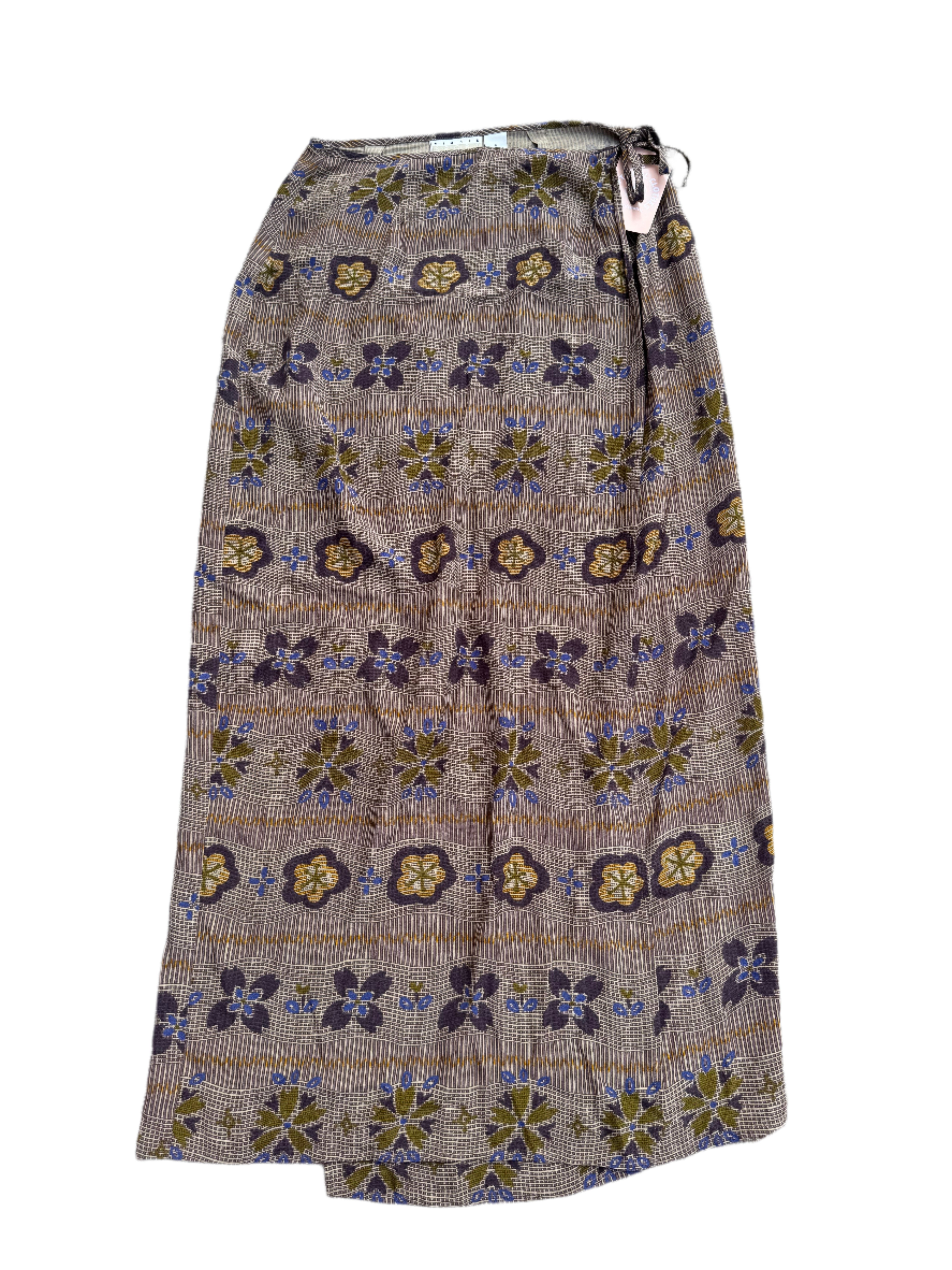 Brown Sigrid olsen Plaid floral wrap skirt,6