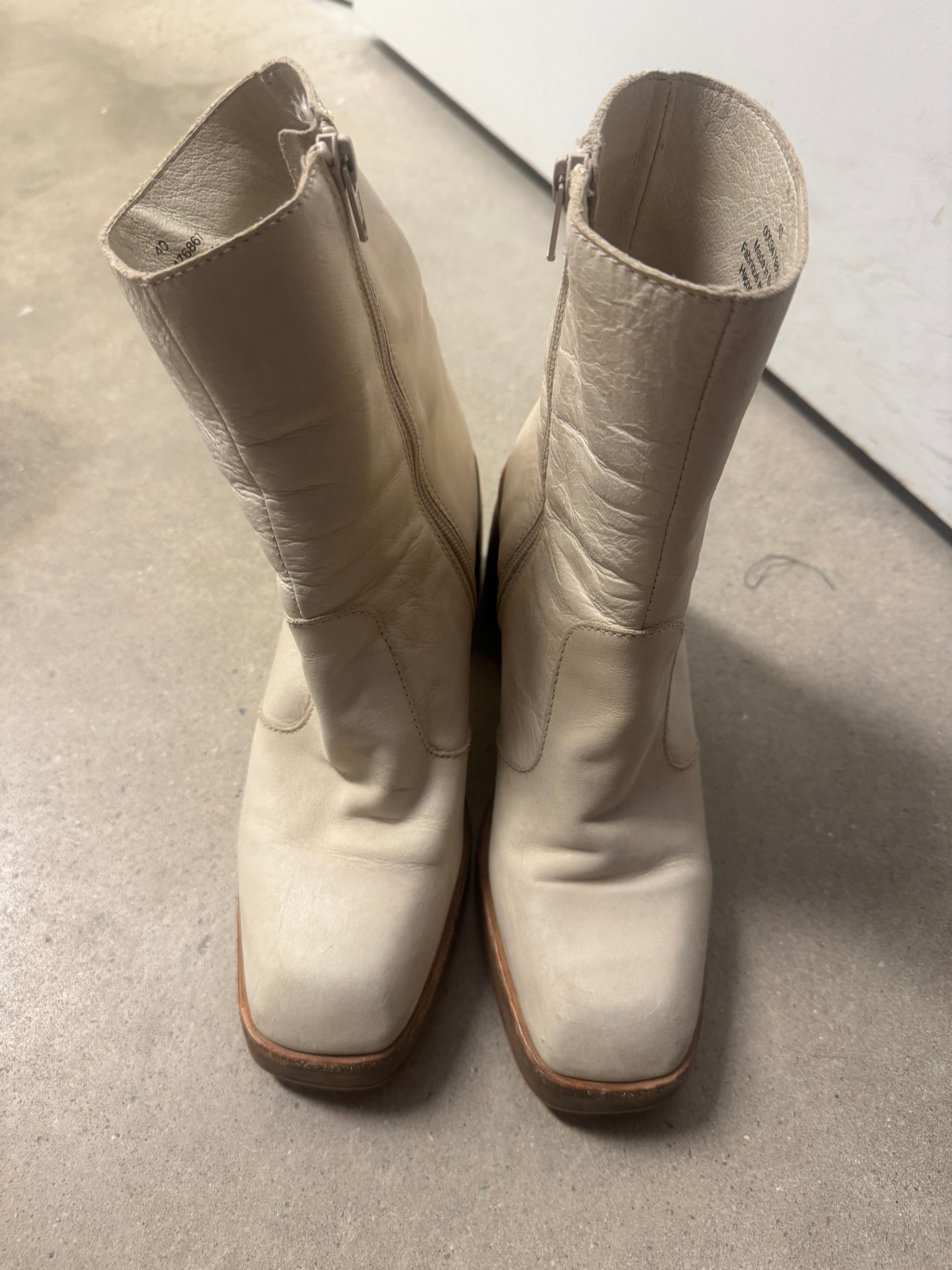 Cream Free people Chunky square toe boots, 40 (fits like 8.5 women’s)