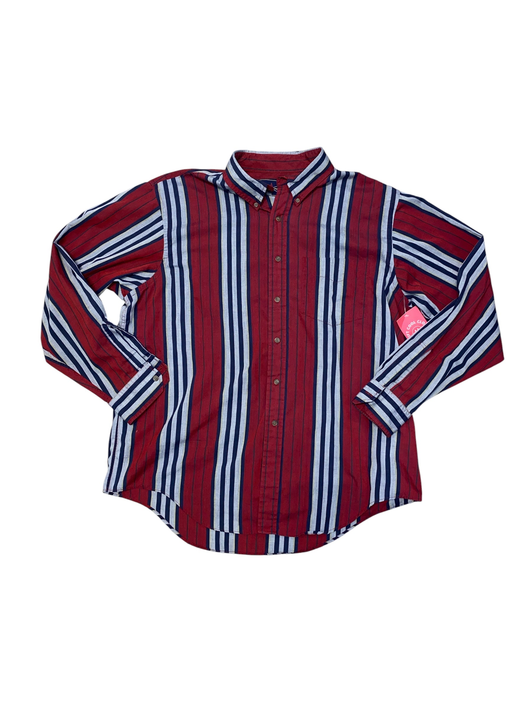 maroon navy the arrow company striped ls button up, xl
