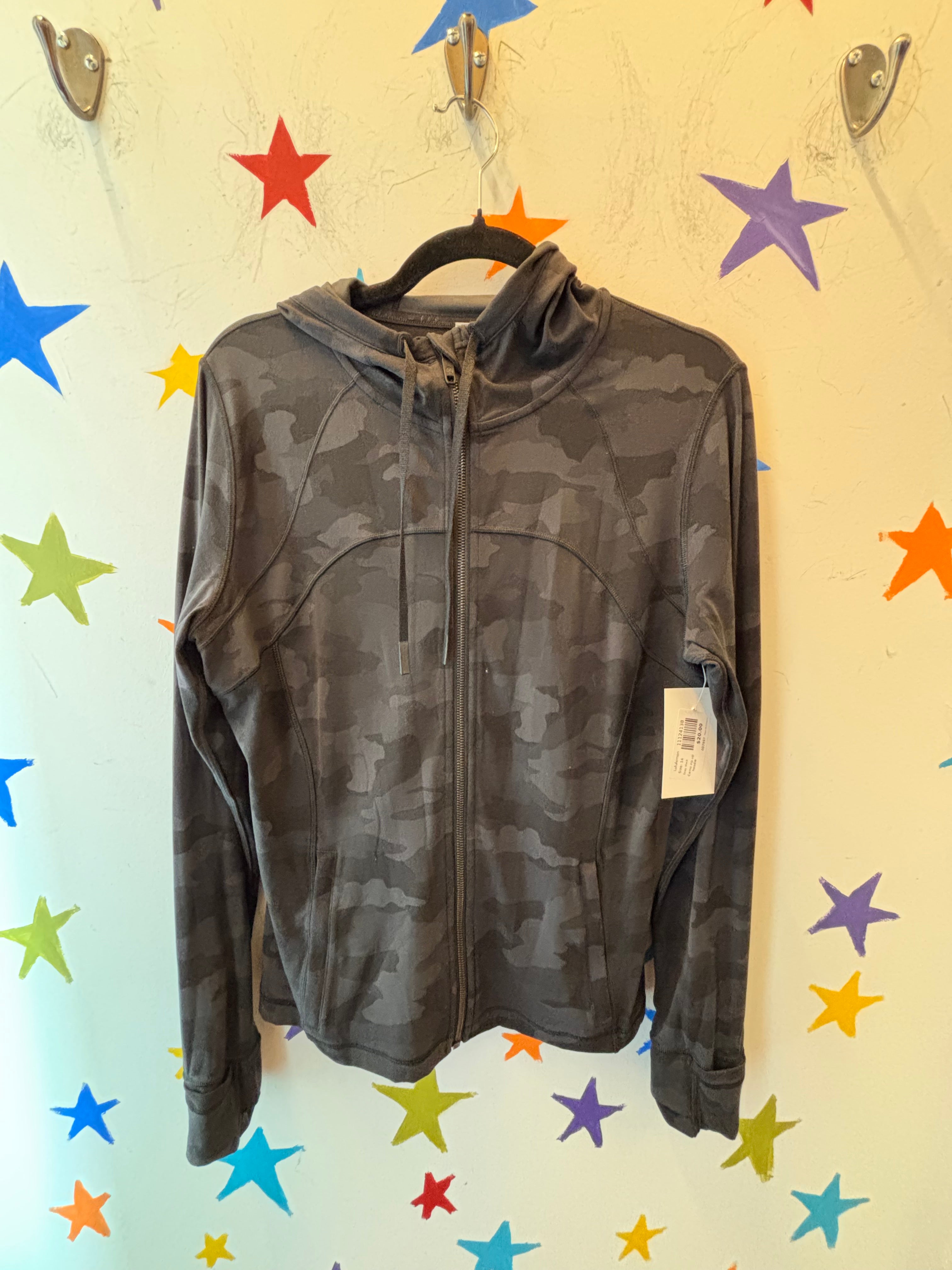 Gray black Lululemon Camo zip up hoodie, 14